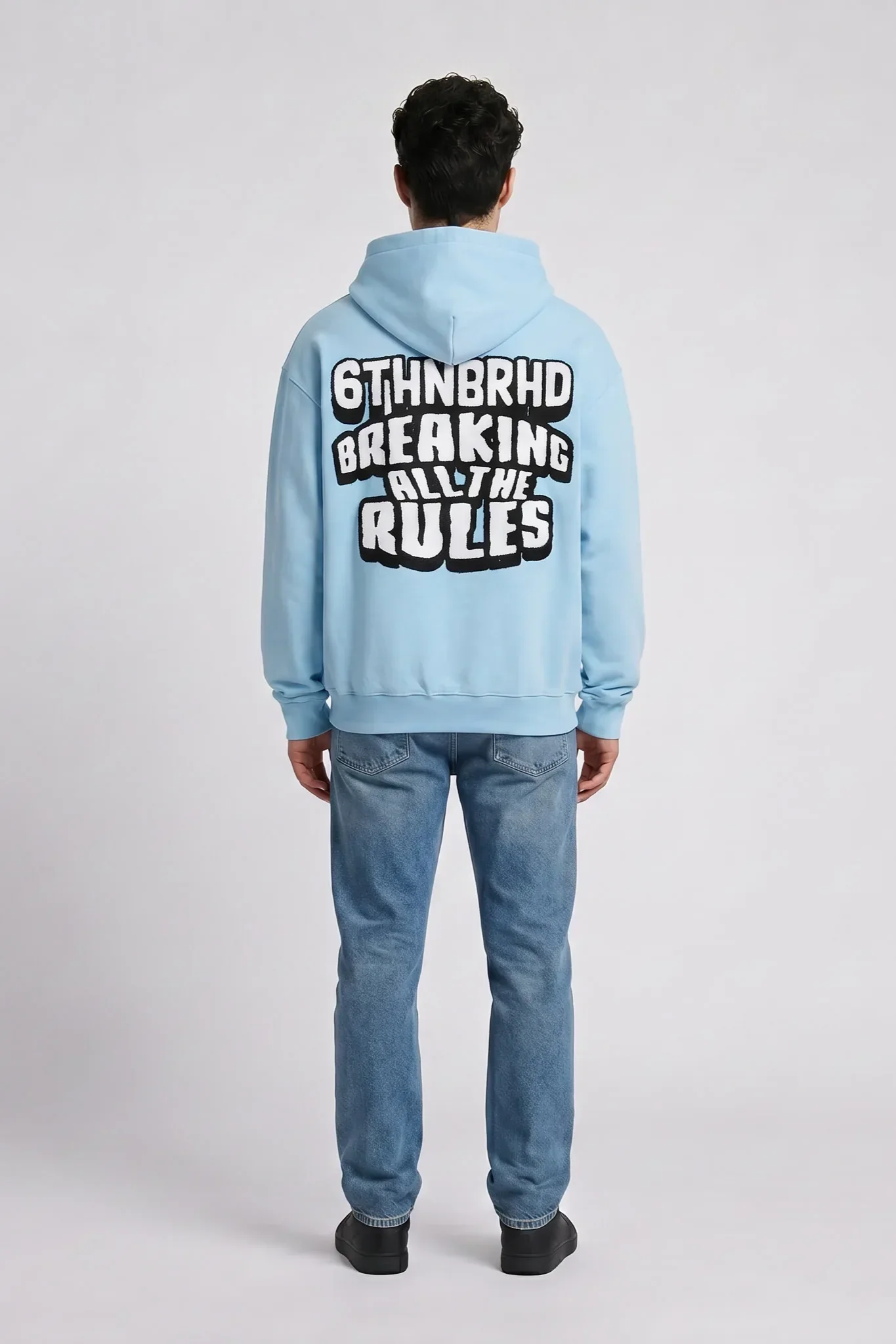 6Th Nbrhd Broken Rules Men's Hoodie Sky Blue - Image 6