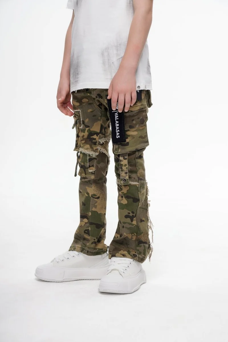 Valabasas Canteen Stacked Denim Cargos Youth Cargo Pants - Camouflage Feature - Image 7