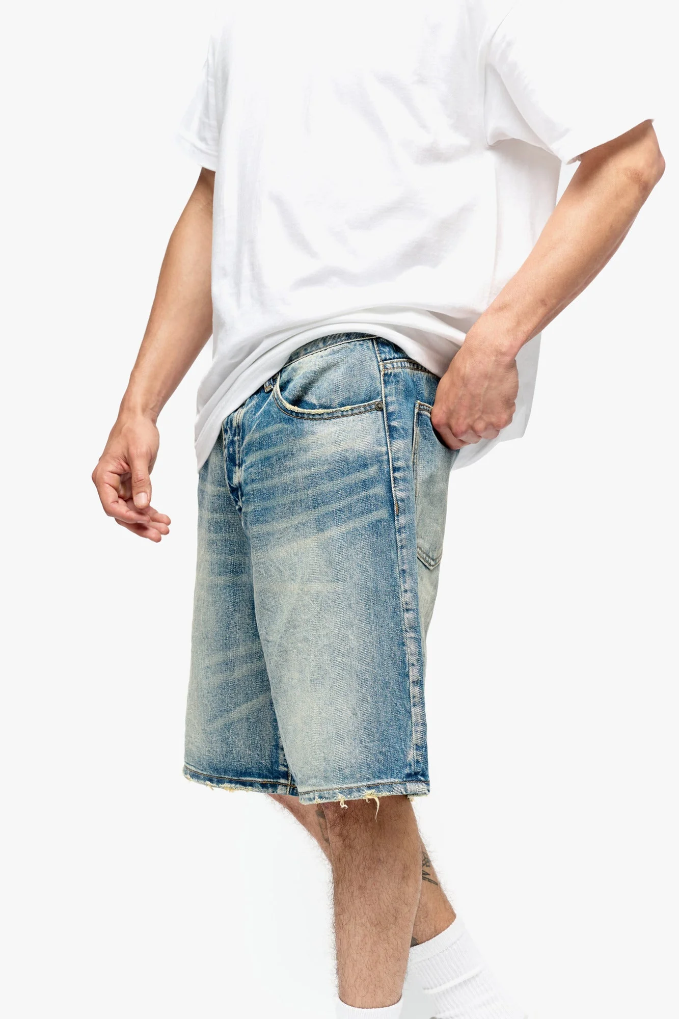 Silnt "Chptrs" Men's Shorts - Medium Blue Washed - Image 2