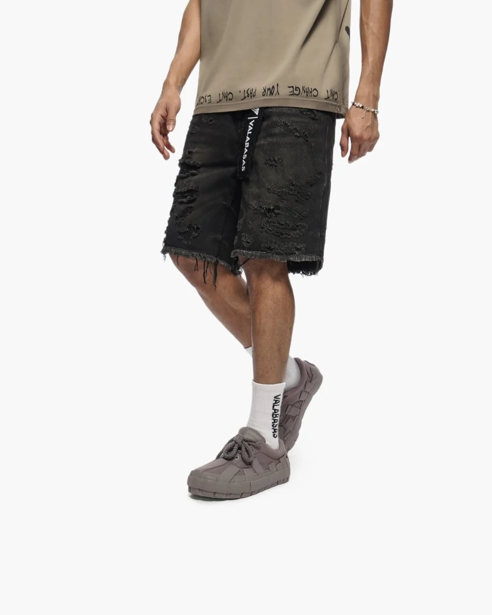 Valabasas Frayed Shorts - Washed Denim - Image 3