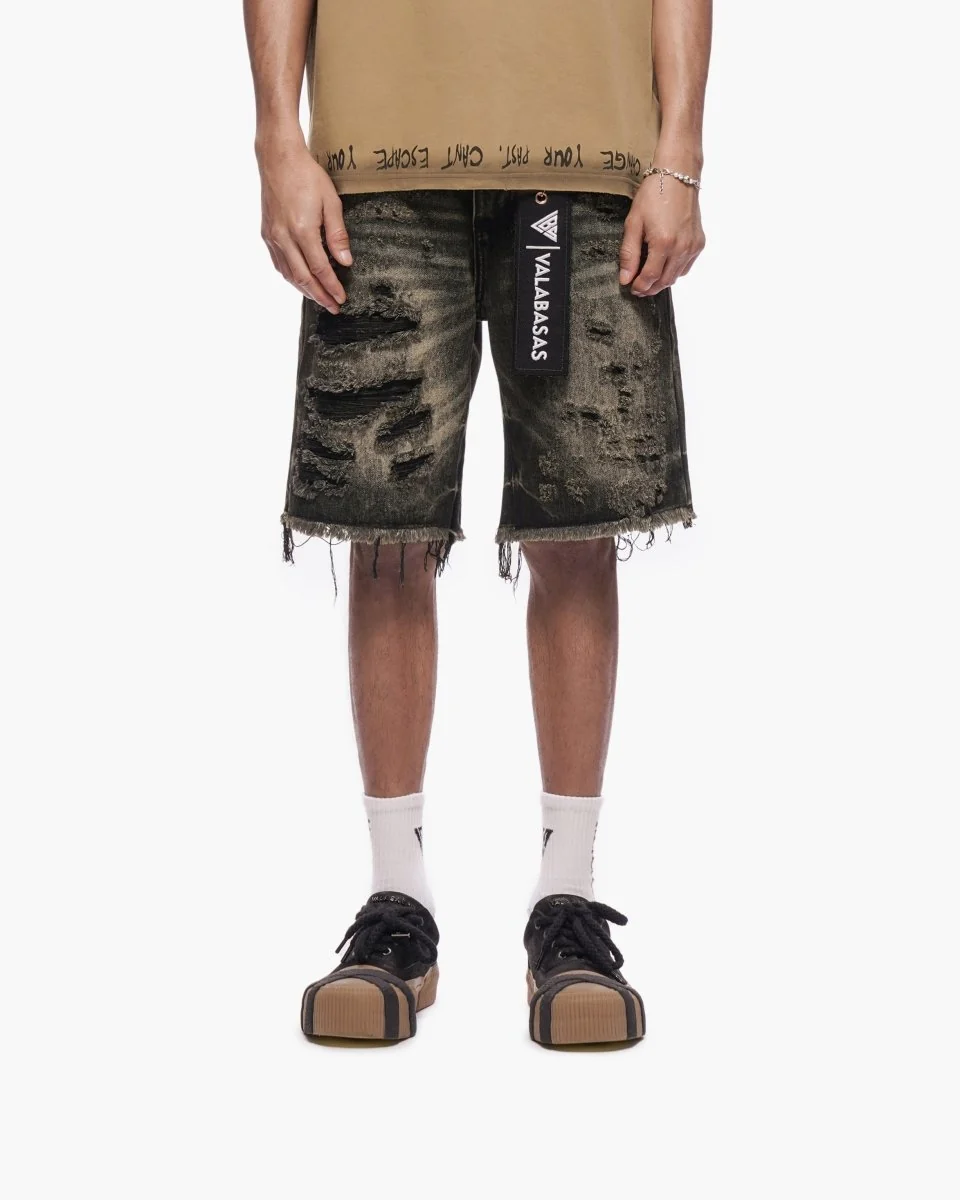 Valabasas Distressed Shorts - Frayed Hem Grey Washed - Image 11