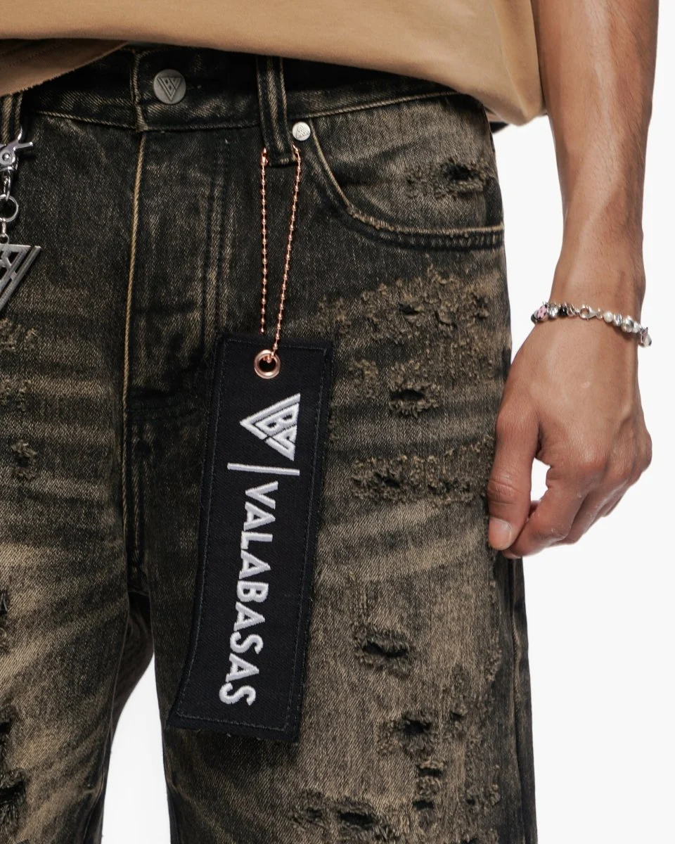 Valabasas Distressed Shorts - Frayed Hem Grey Washed - Image 3