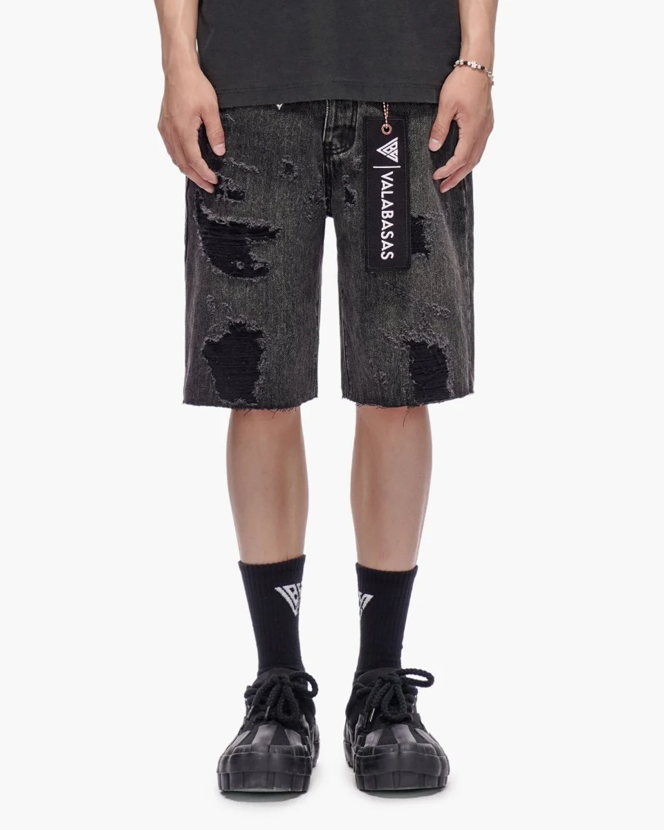 Valabasas Compass Shorts - Distressed Denim - Image 2