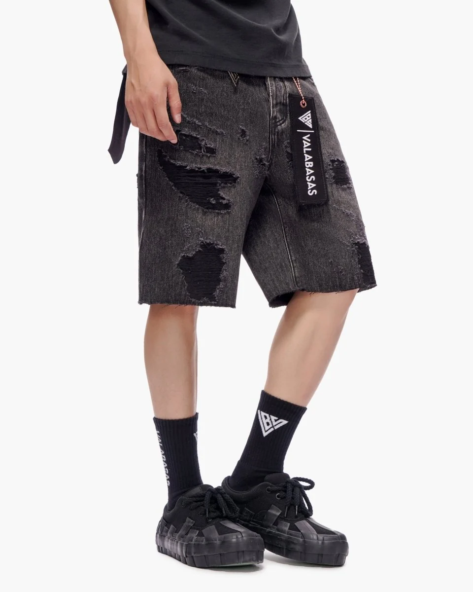 Valabasas Compass Shorts - Distressed Denim - Image 3