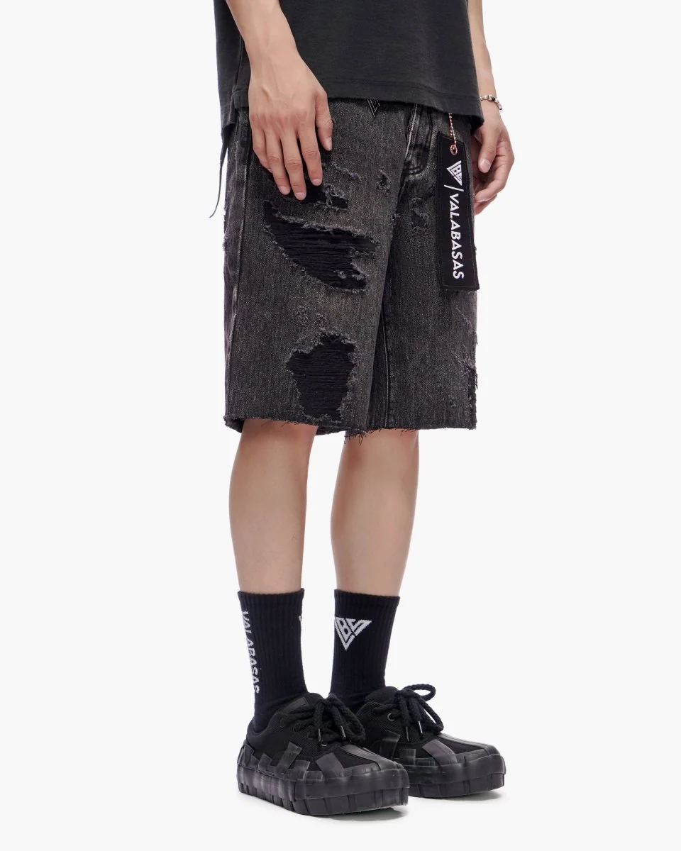 Valabasas Compass Shorts - Distressed Denim - Image 4
