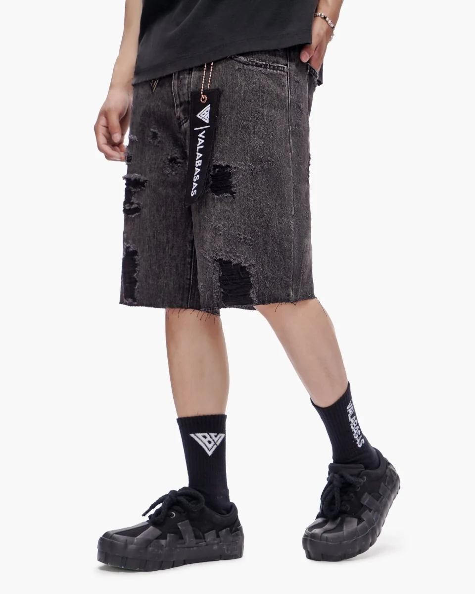 Valabasas Compass Shorts - Distressed Denim - Image 5