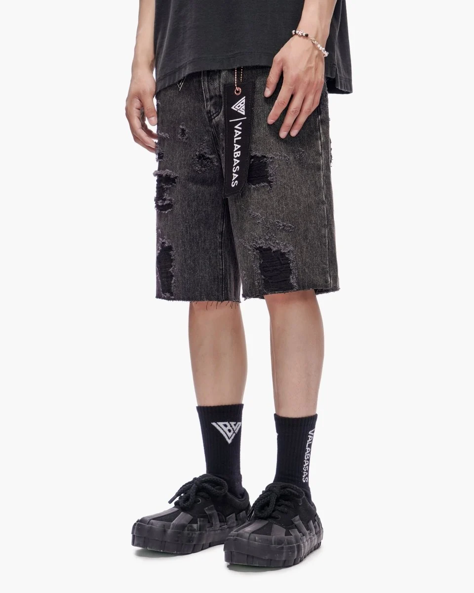 Valabasas Compass Shorts - Distressed Denim - Image 6