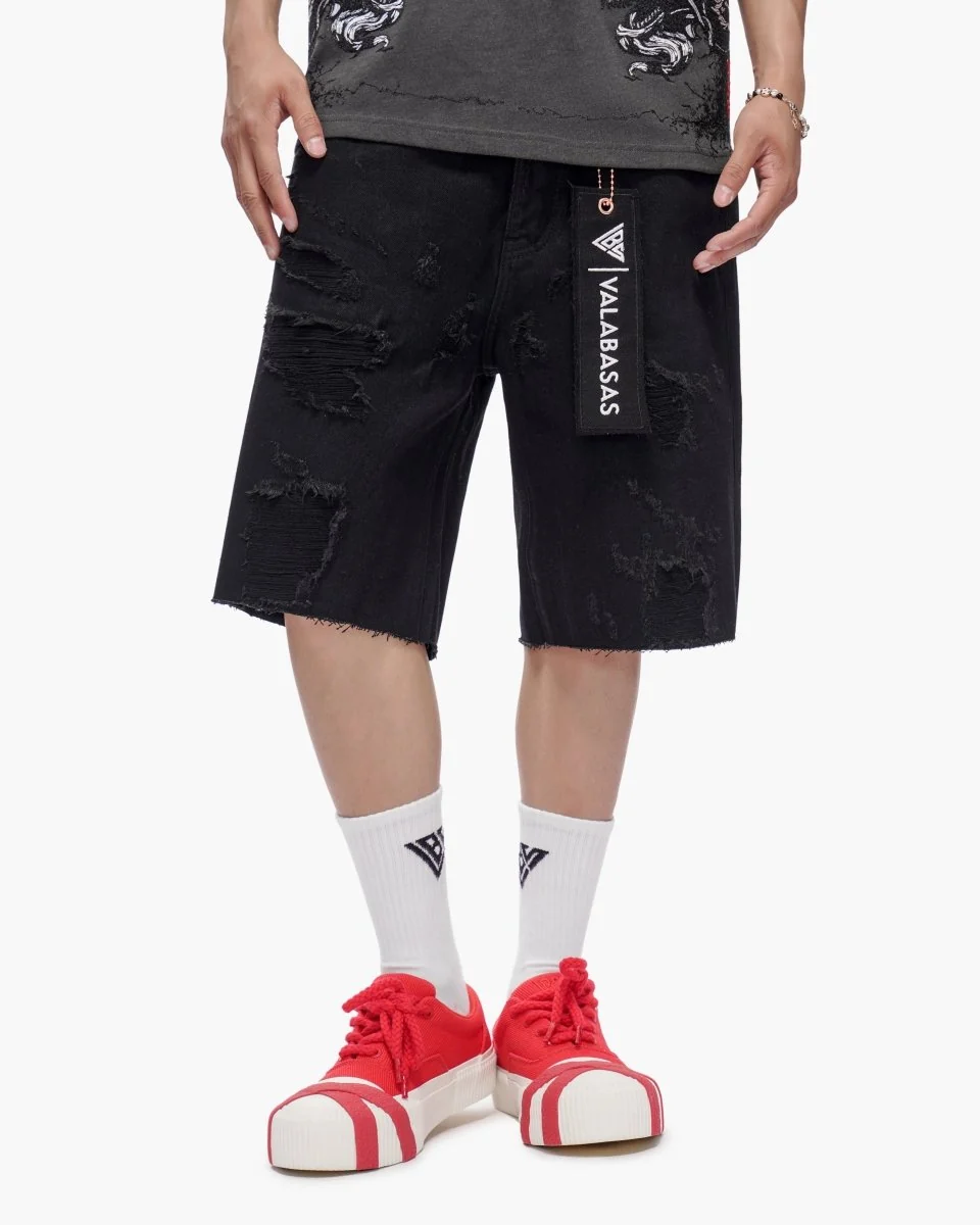Valabasas Compass Shorts - Raw Hem Jet Black - Image 6