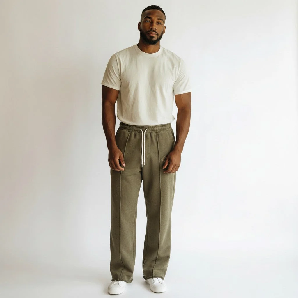 Silnt Chptrs Embroidered Sweatpants - Relaxed Fit Brown - Image 3