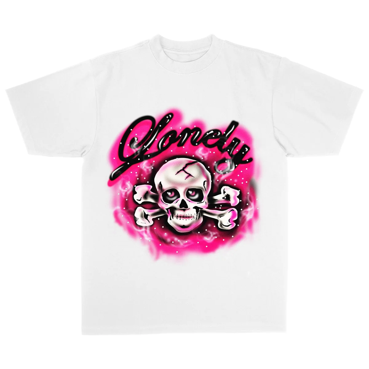 Lonely Hearts Club Crossbones Rhinestone Tee T-Shirt Off White - Image 3