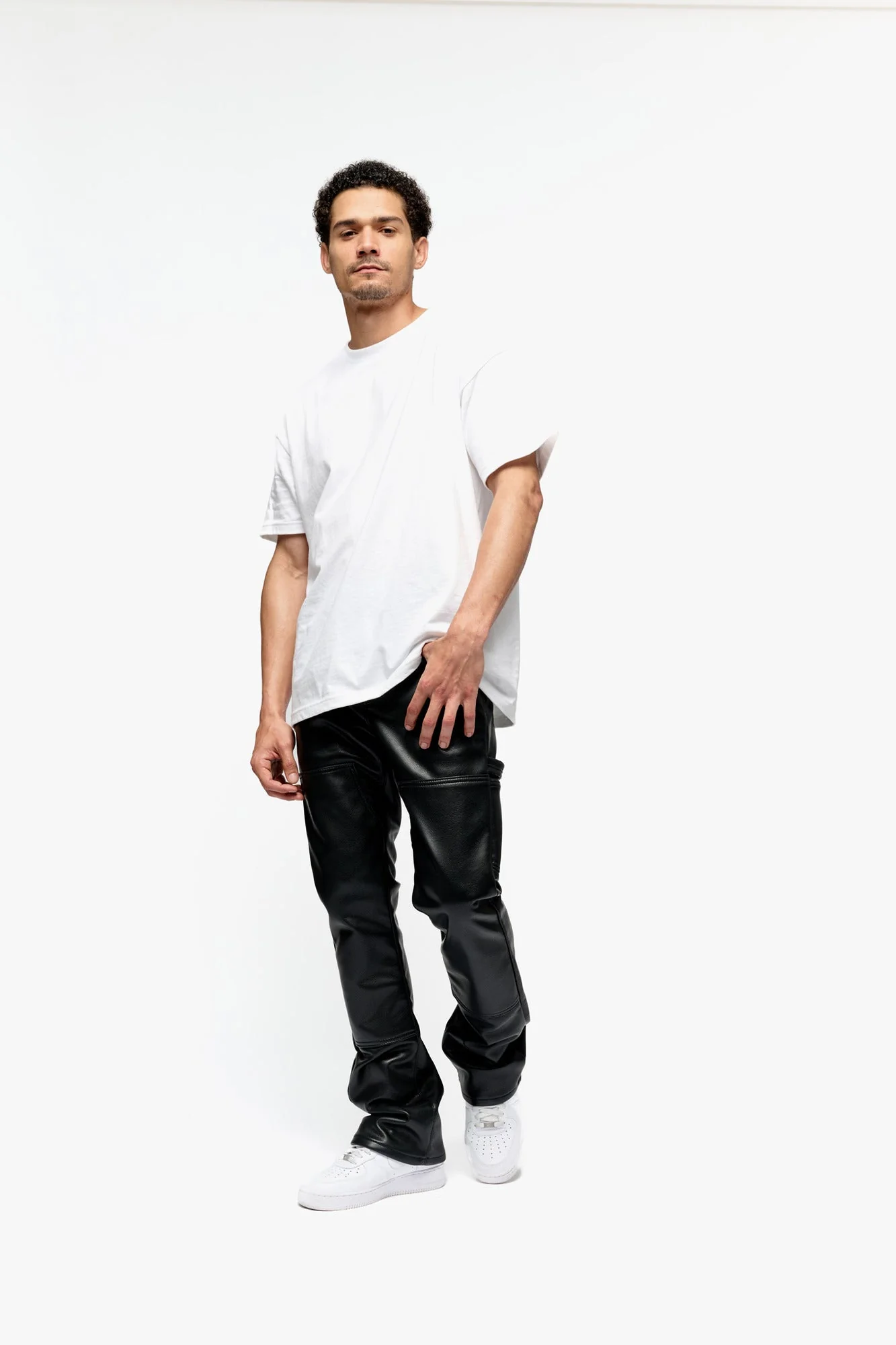 Silnt Chptrs Cuero Jeans - Stacked Black Leather - Image 7