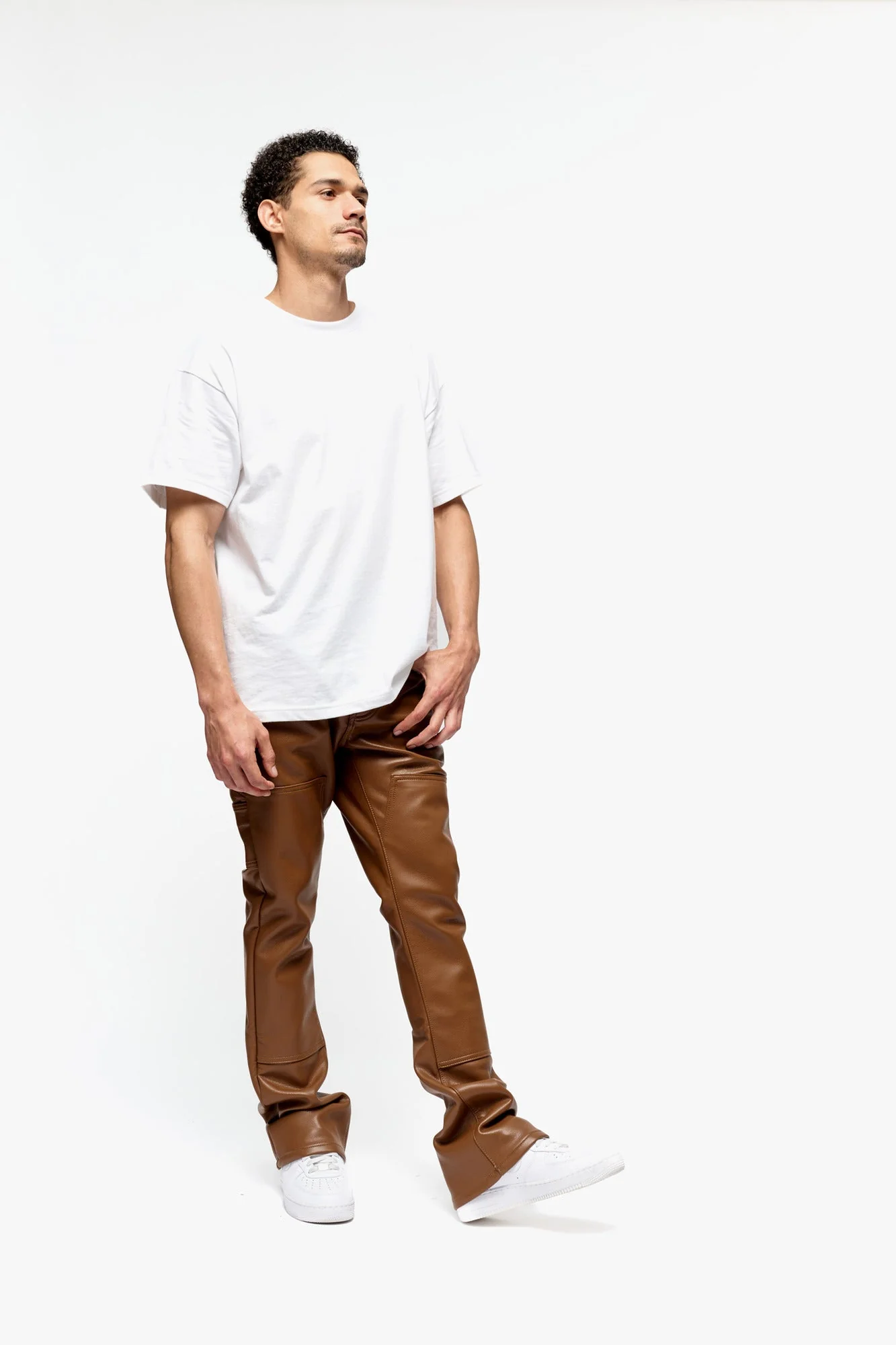Silnt Chptrs Cuero Jeans - Stacked Brown Leather - Image 8