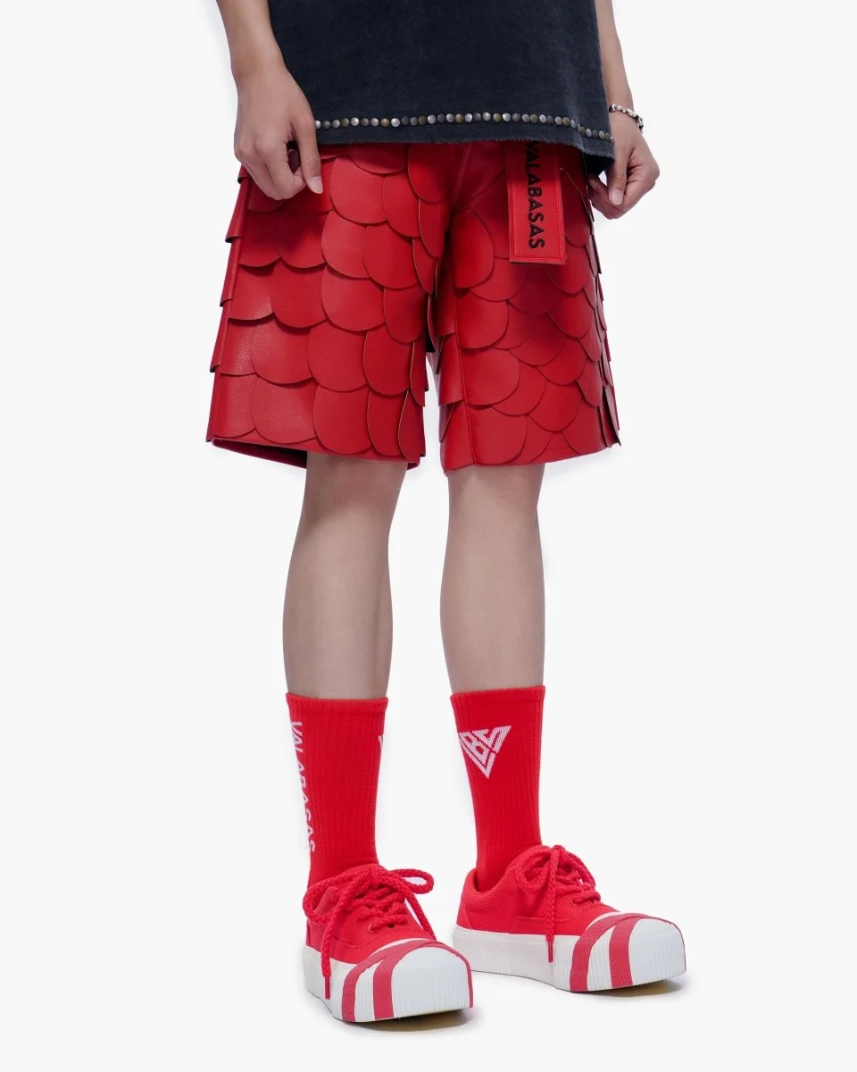 Valabasas Scales Shorts - Layered Panels Red - Image 2