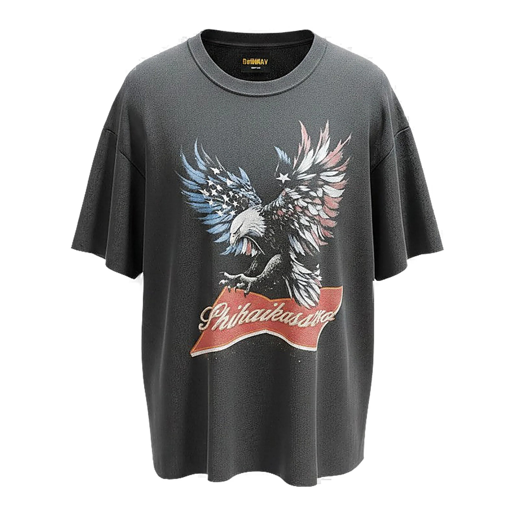 Runway Eagle Tee - Distressed Graphic Vinblk