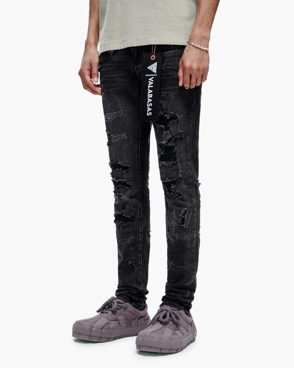 Valabasas Edge Skinny Jeans - Distressed Black Wash - Image 3