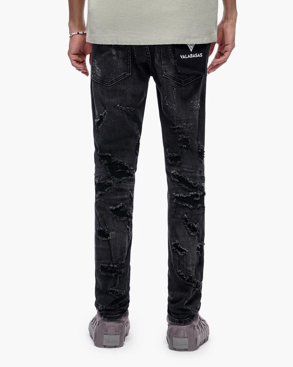 Valabasas Edge Skinny Jeans - Distressed Black Wash - Image 8