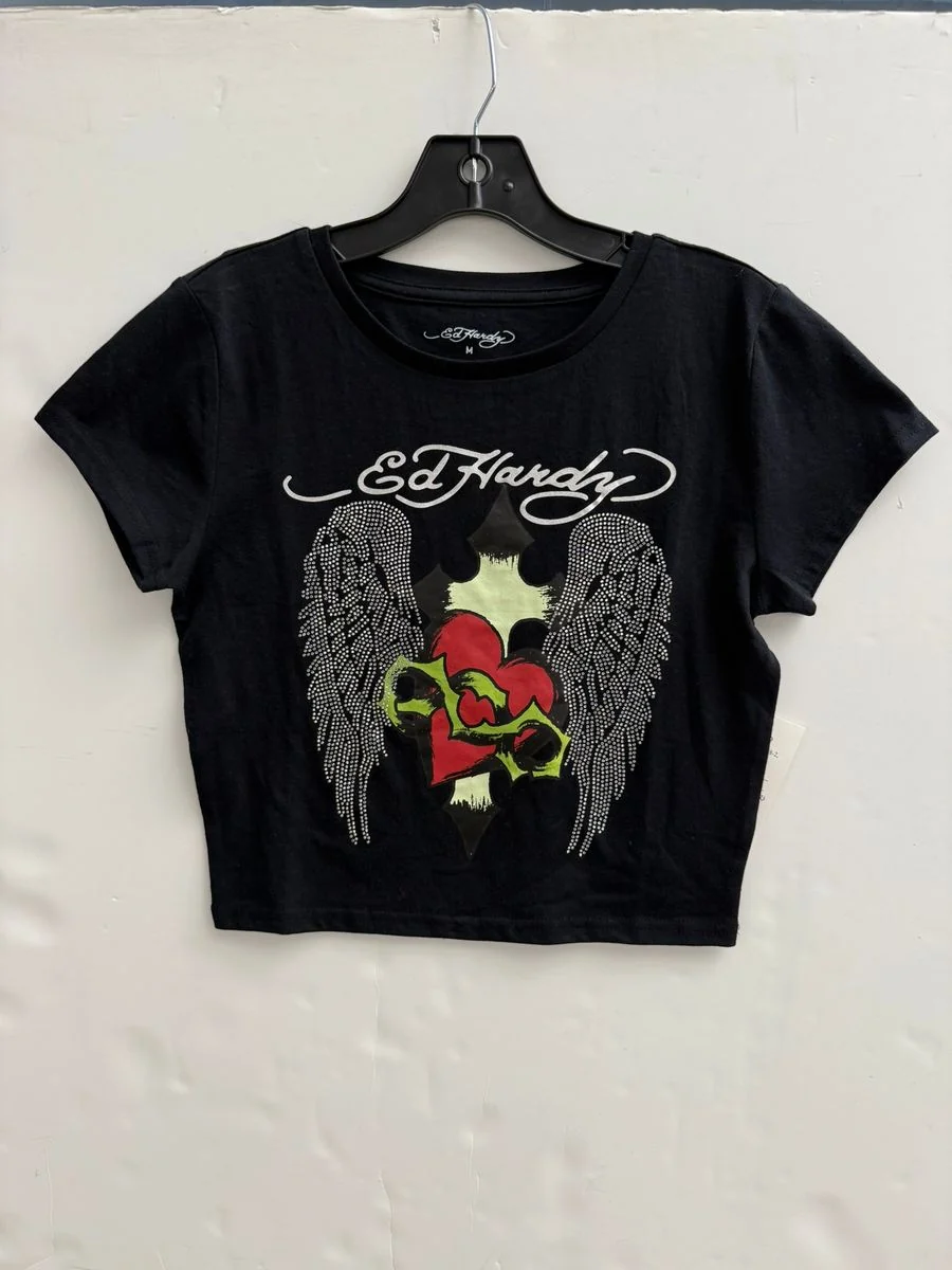 Ed Hardy Sacred Heart Tee - Rhinestone Black - Image 3