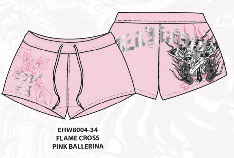 Ed Hardy Flame Cross Shorts - Graphic Pink - Image 3