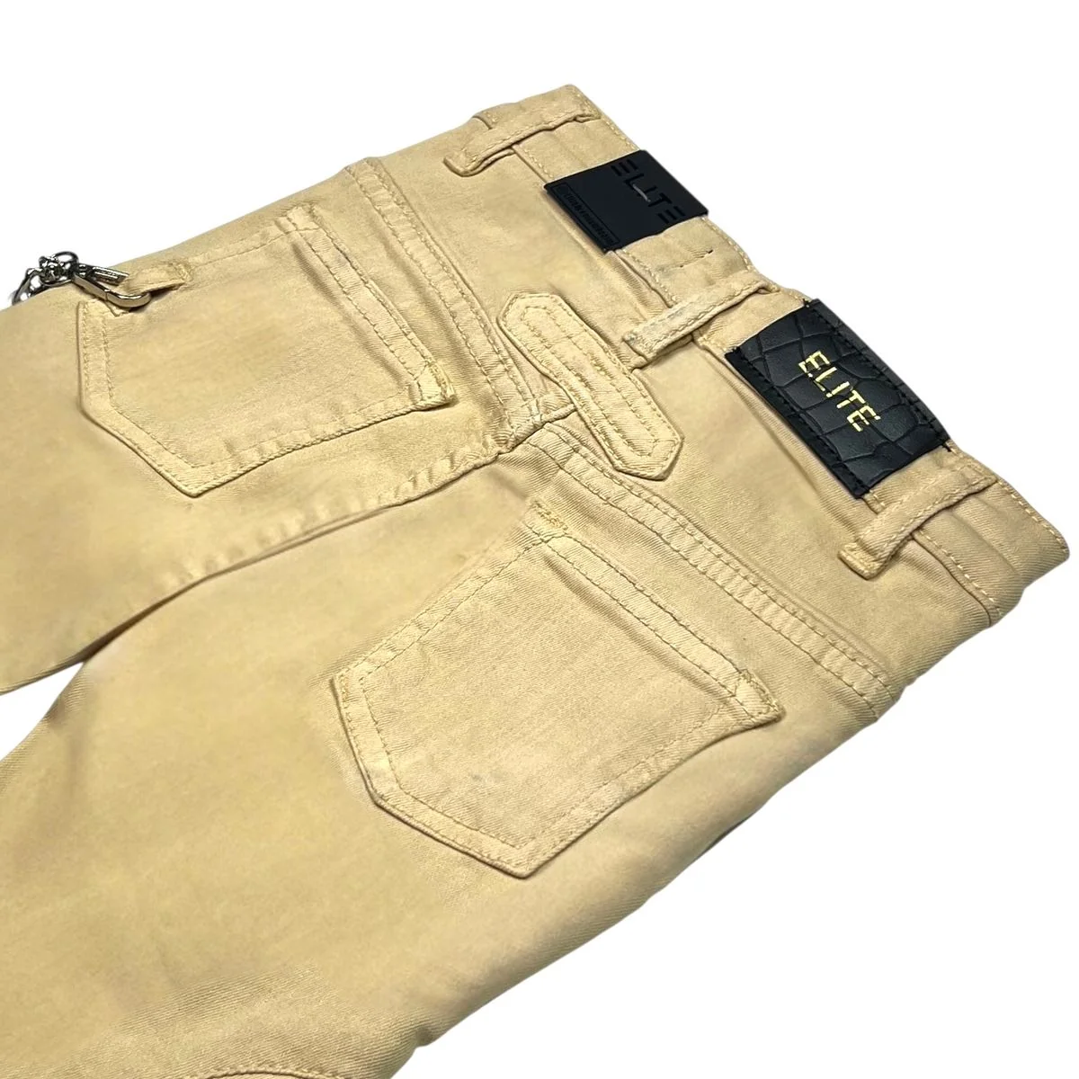 Elite Premium Pearls Buckles Youth Jeans Cream - Image 6