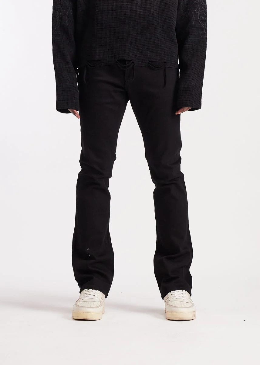 Embellish Flare Jeans - Stacked Black - Image 3