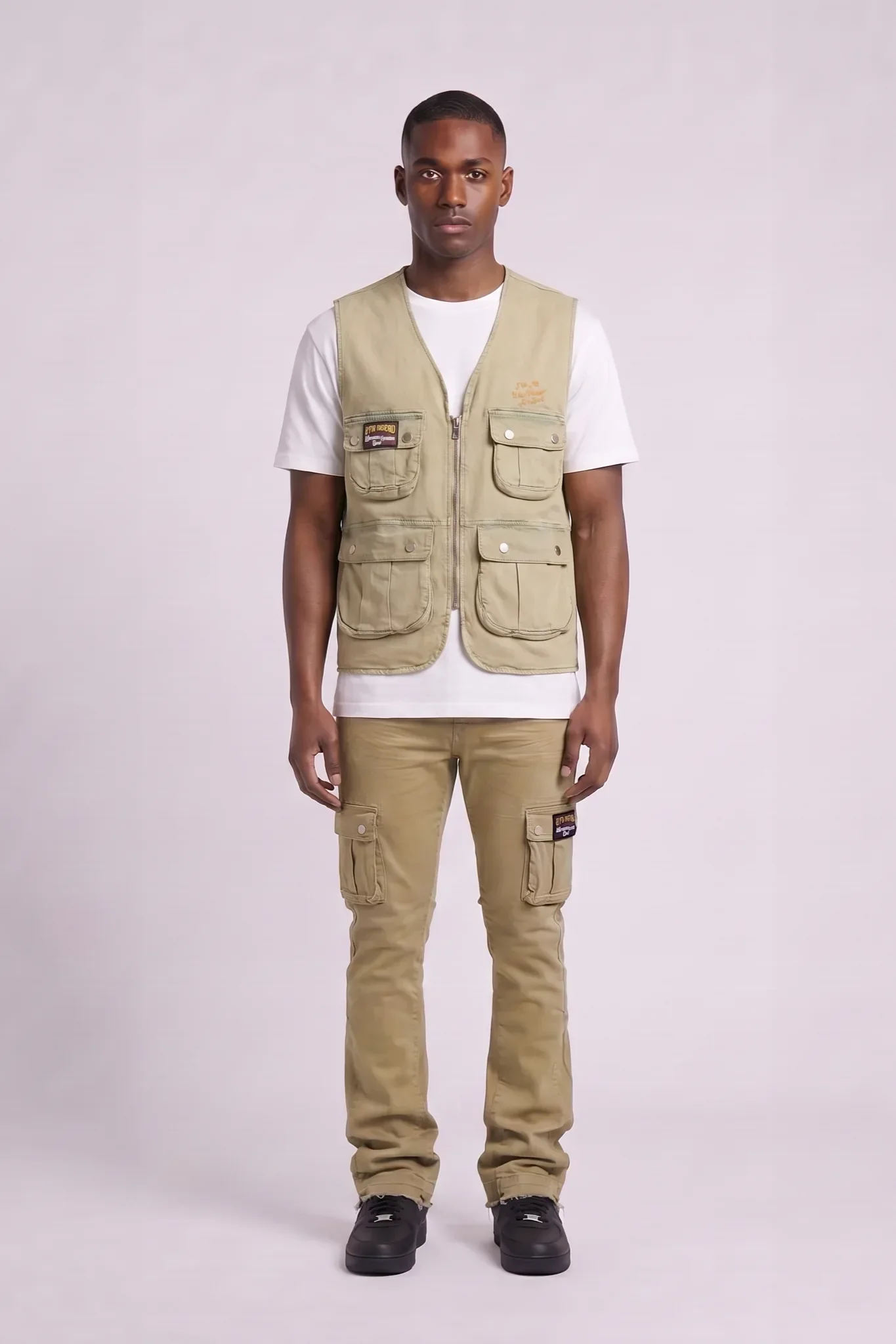 6th Nbrhd Embroidered Vest - Cargo Khaki - Image 5