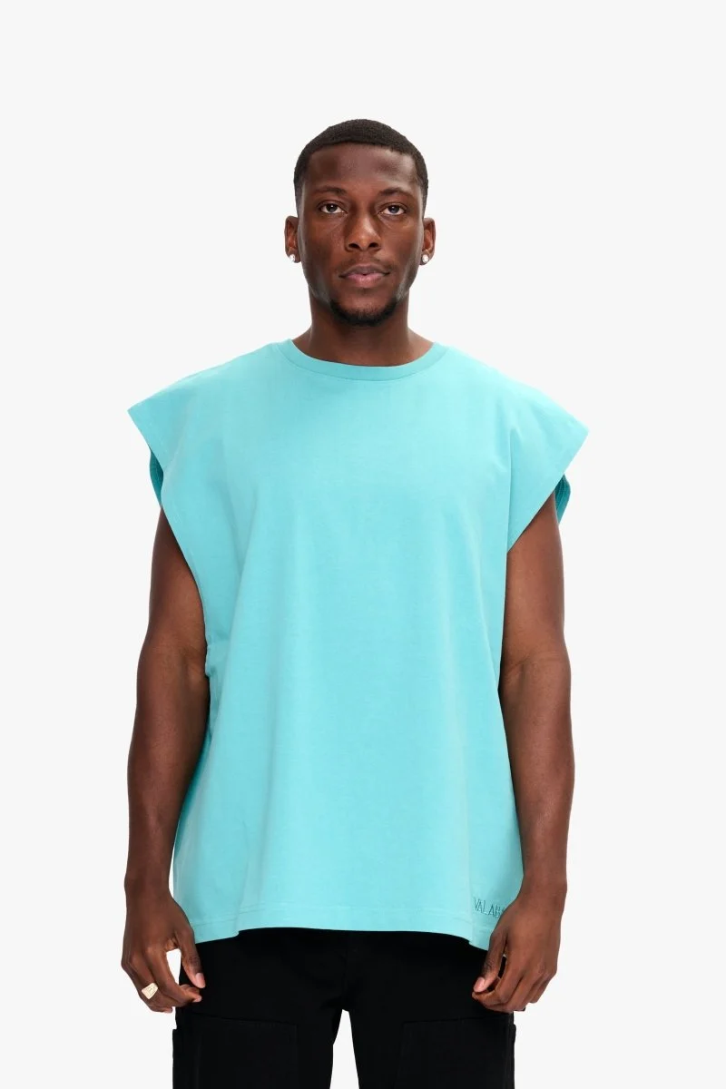 Valabasas Essential Sleeveless Tee Tank Top Turquoise - Image 2