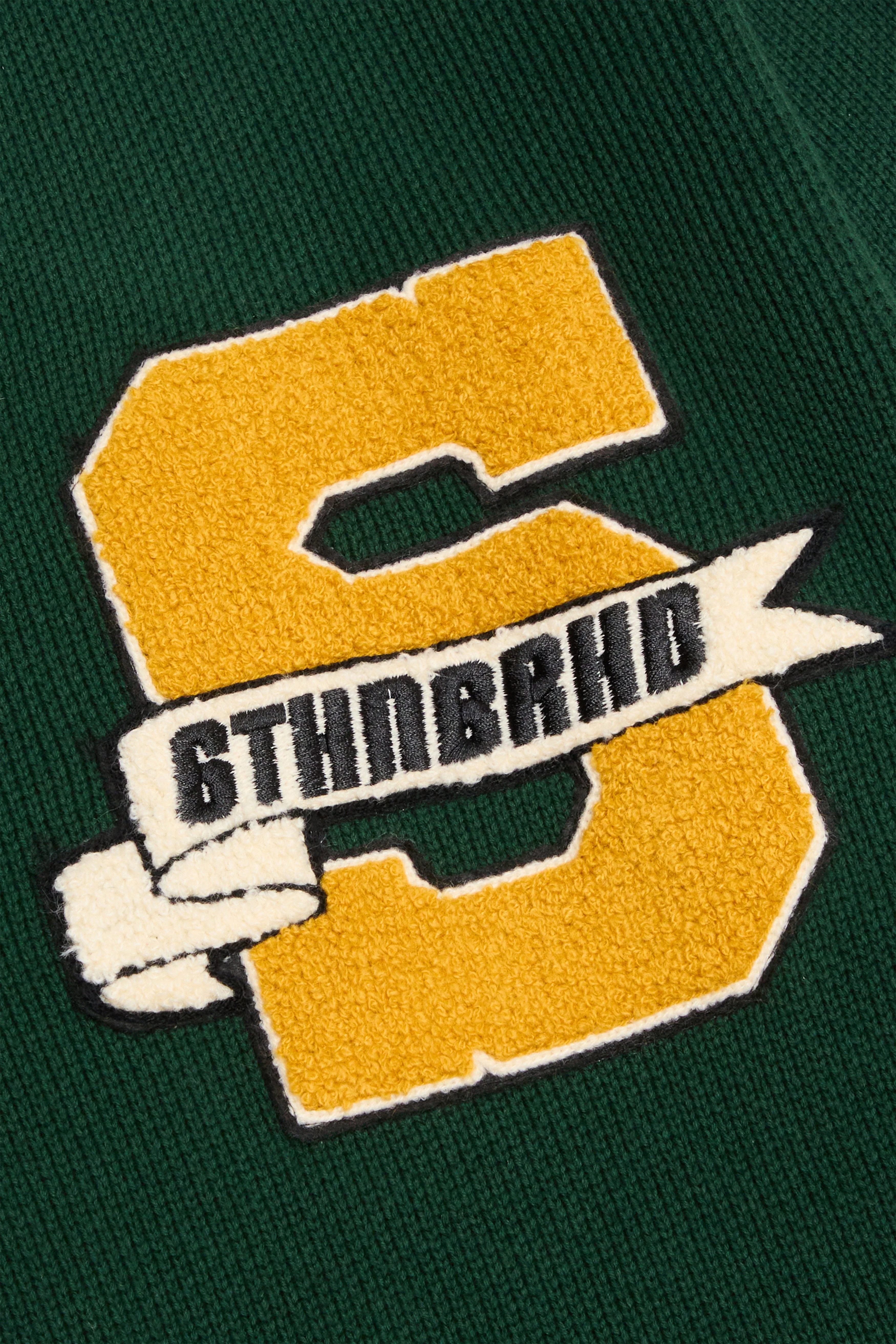 6Thneighborhood Collegiate Cardigan Sweater - Embroidered Green - Image 4