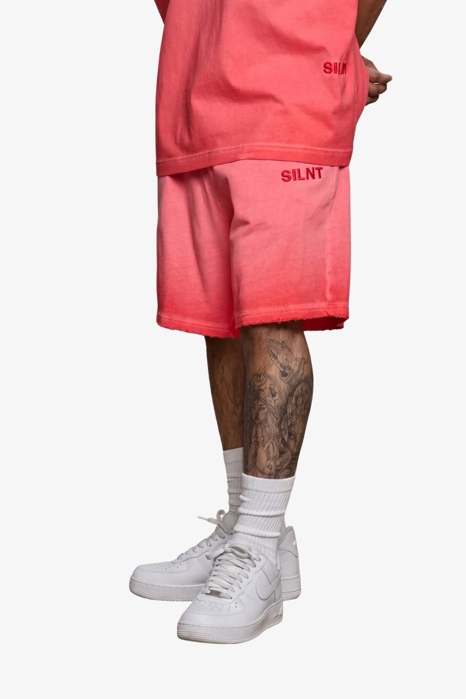 Silnt Chptrs Raw Hem Shorts - Vintage Wash Red - Image 2