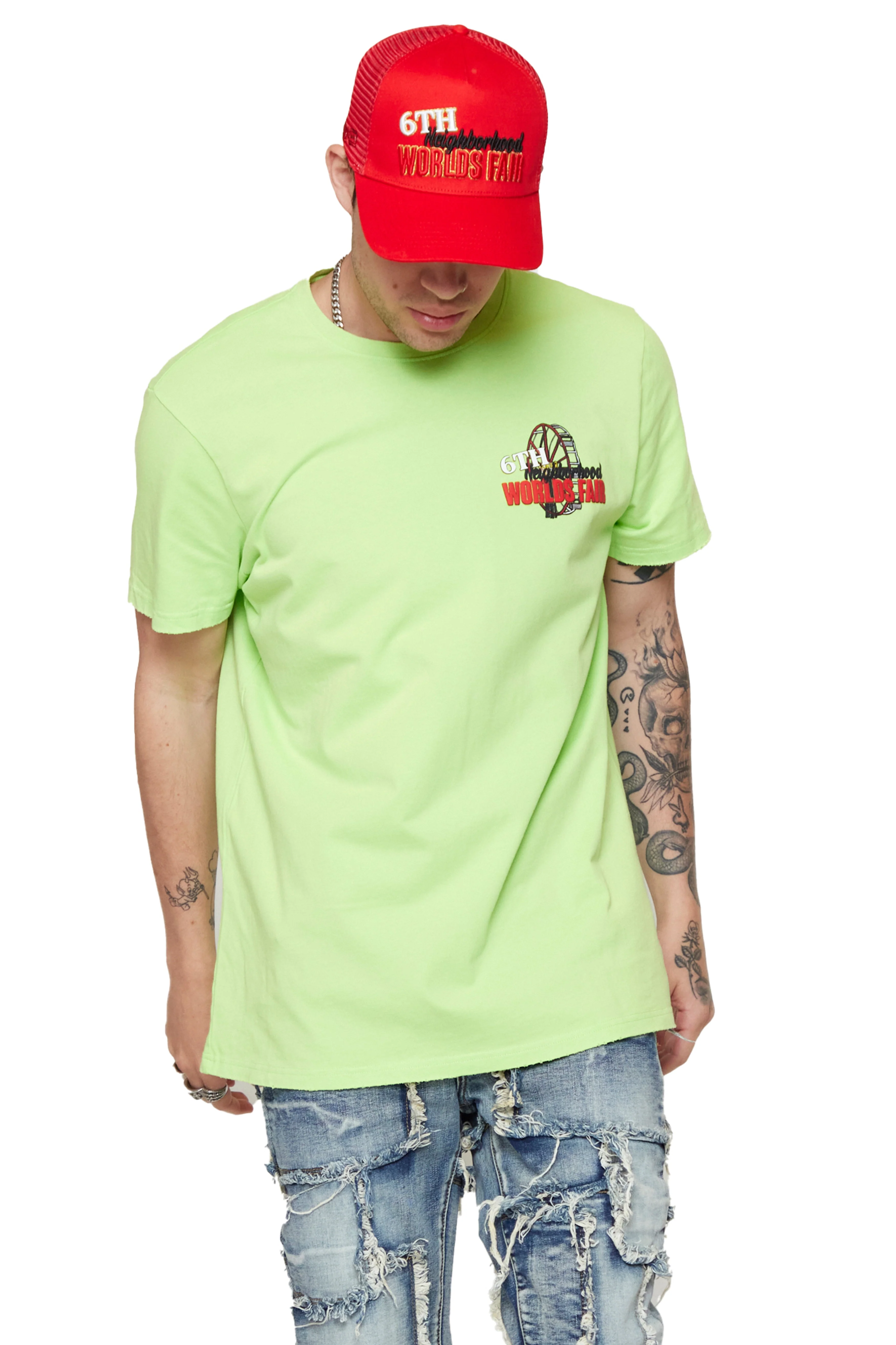 6TH NBRHD Fair Grounds T-Shirt Lime - Image 7