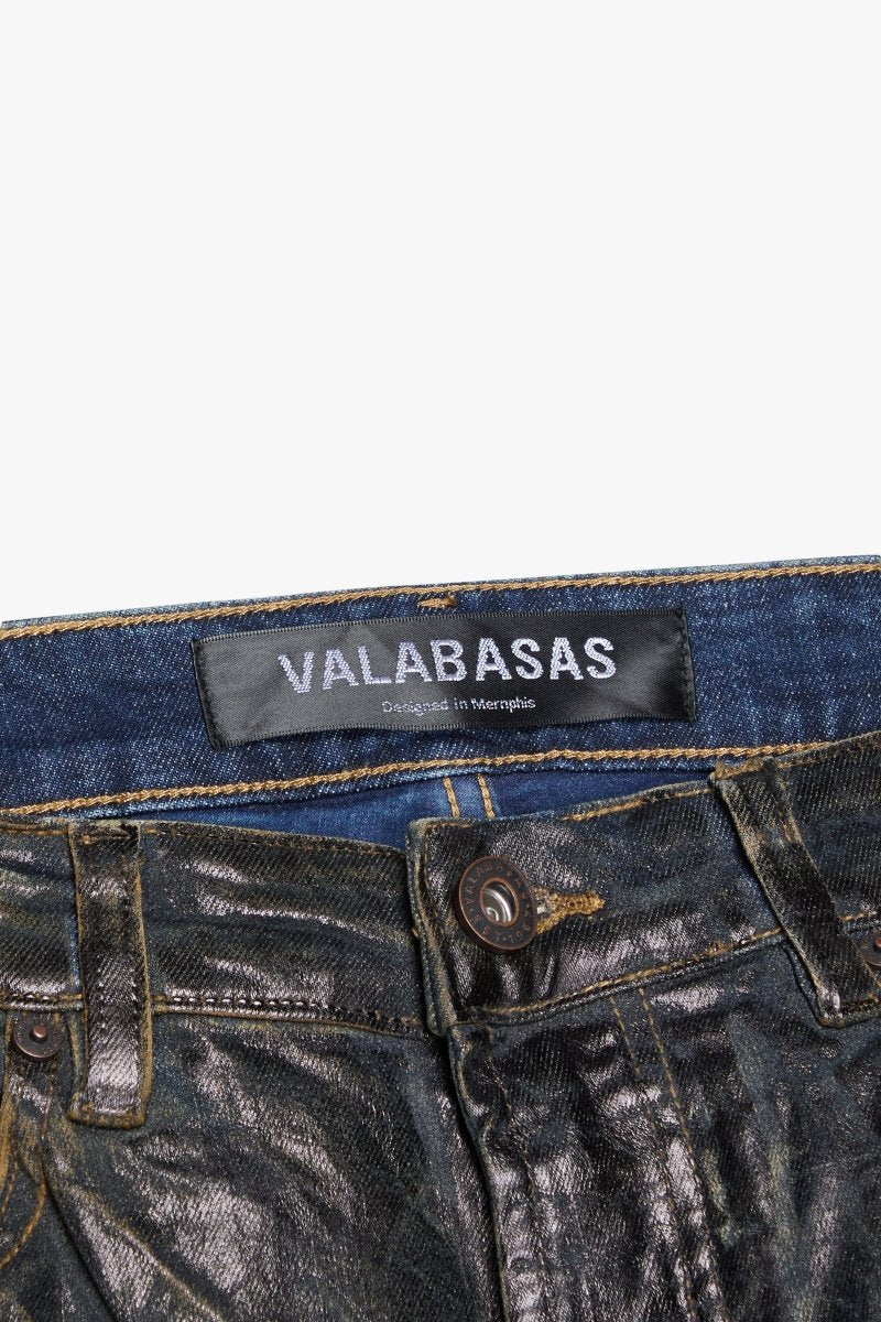 Valabasas Fax Denim Men's Stacked Jeans - Metallic - Image 3