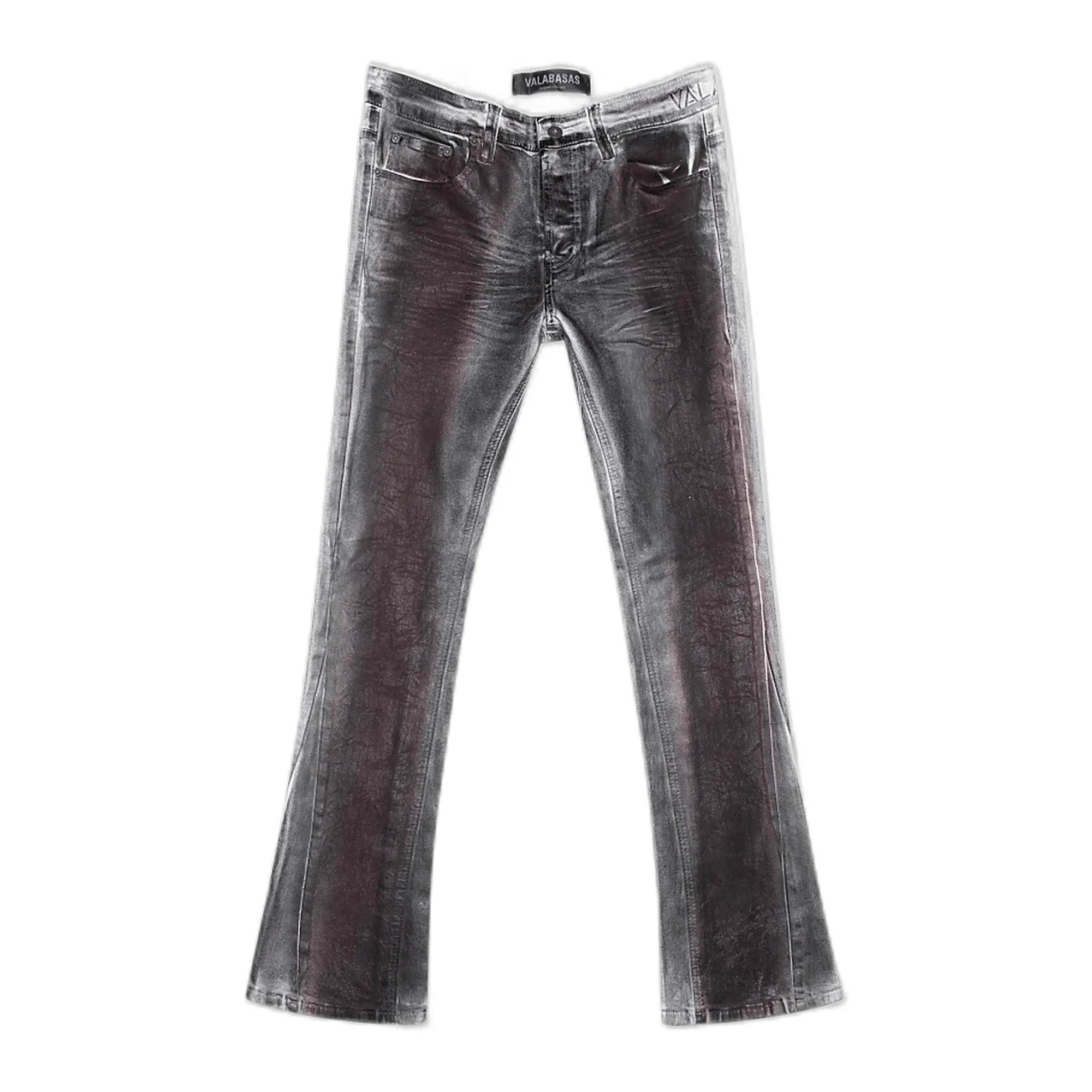 Valabasas Fax Dirty Waxed Stacked Denim Jeans