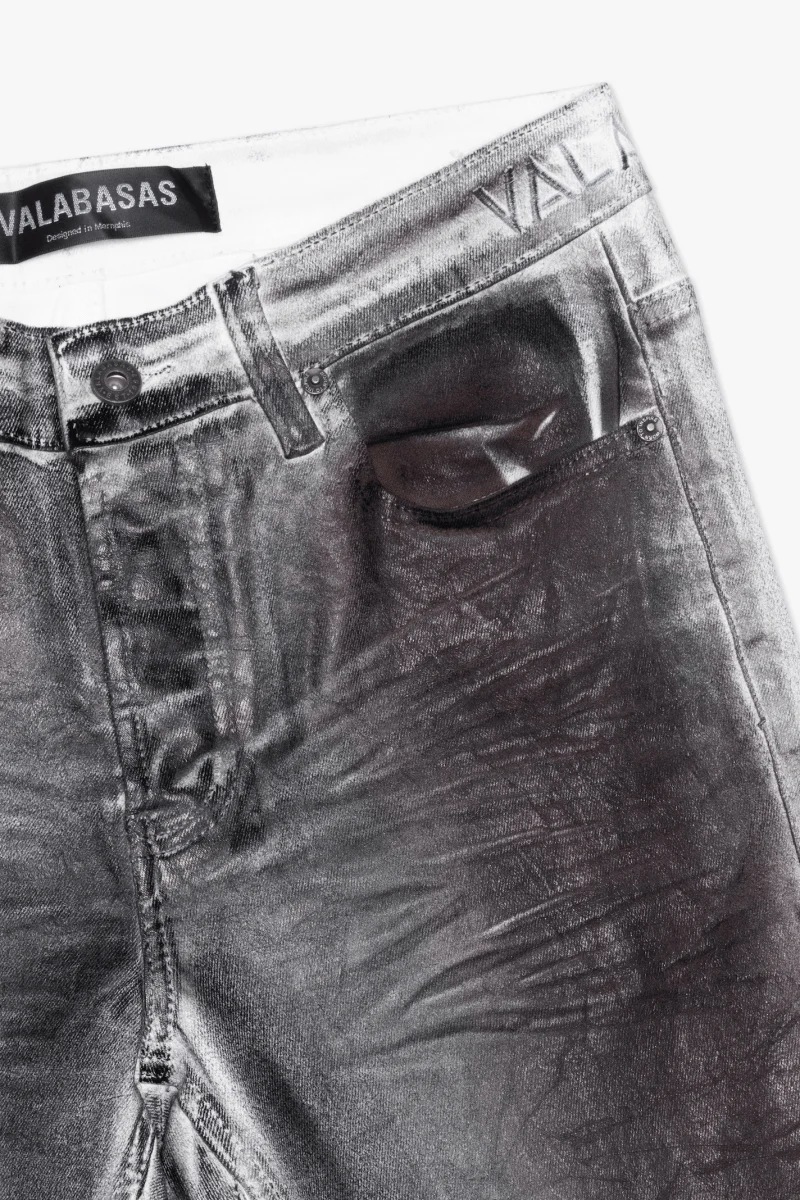 Valabasas Fax Dirty Waxed Stacked Denim Jeans - Image 3