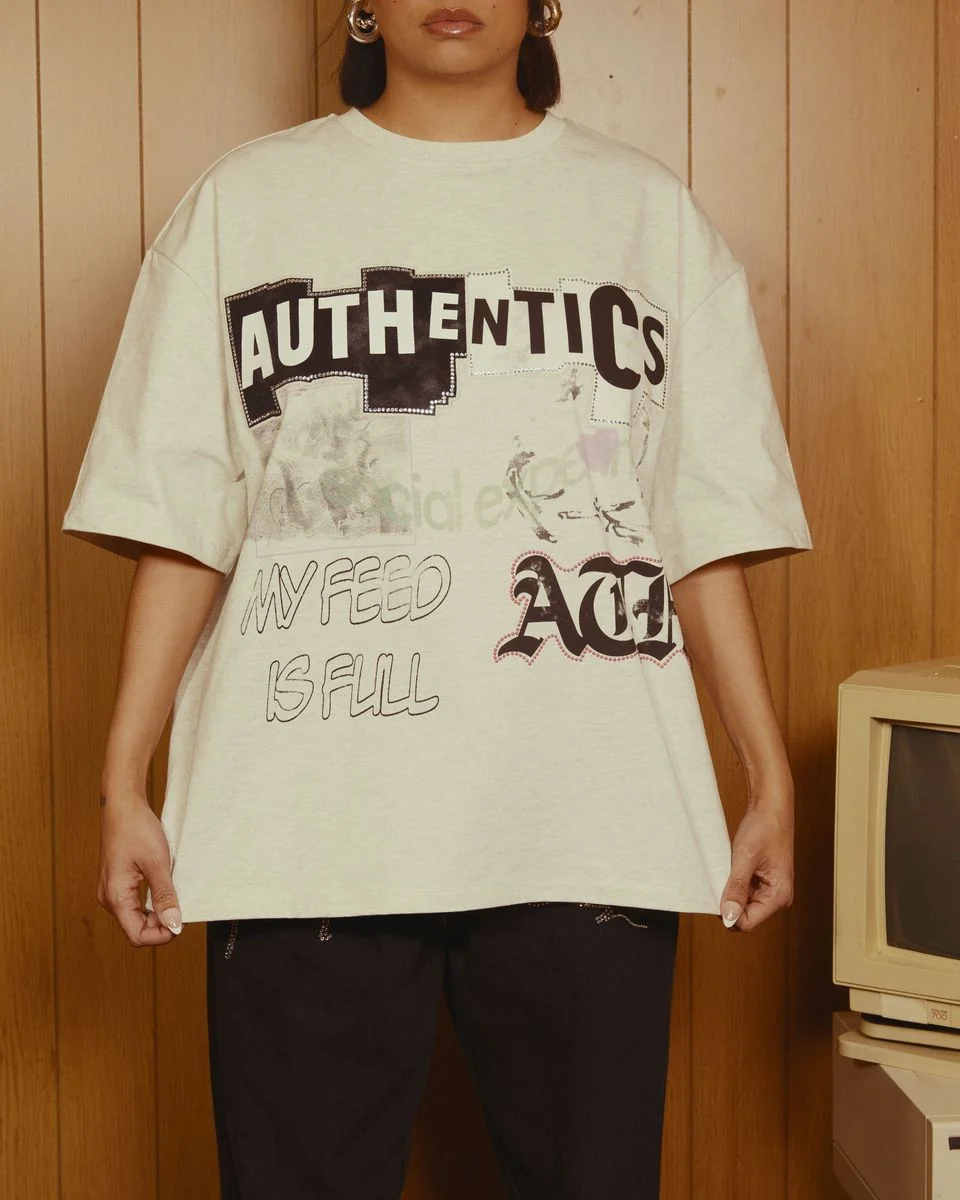 Authentics Feed Is Full Tee T-Shirt - Gray - Image 4