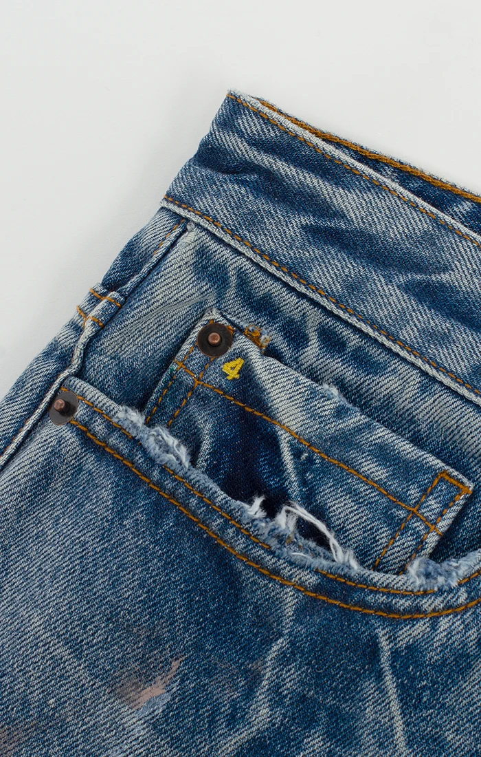 Bldg4 Flock Jeans with Bird Embroidery Faded Wash - Image 6