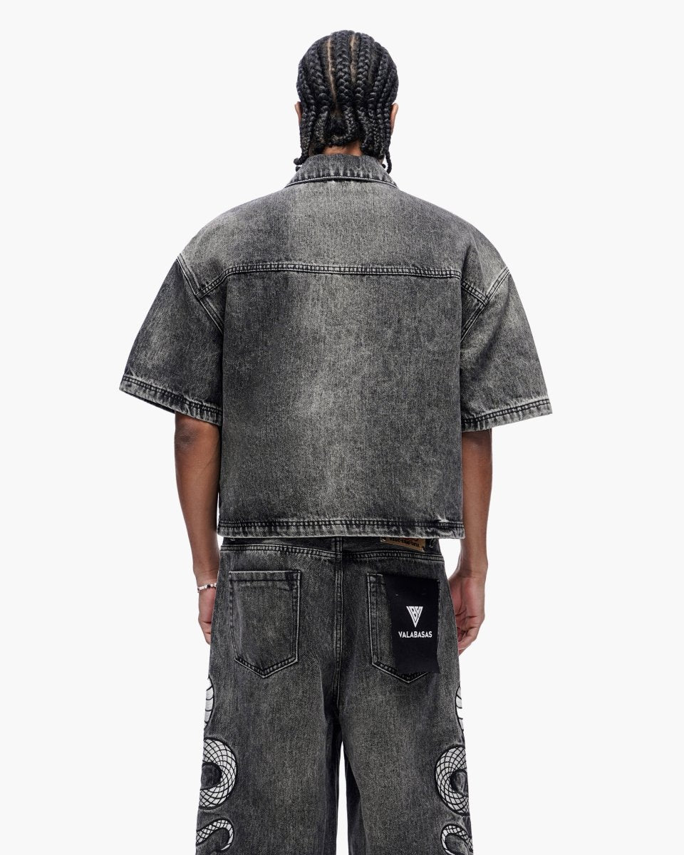Valabasas Serpent Shirt - Embroidered Grey Wash - Image 8
