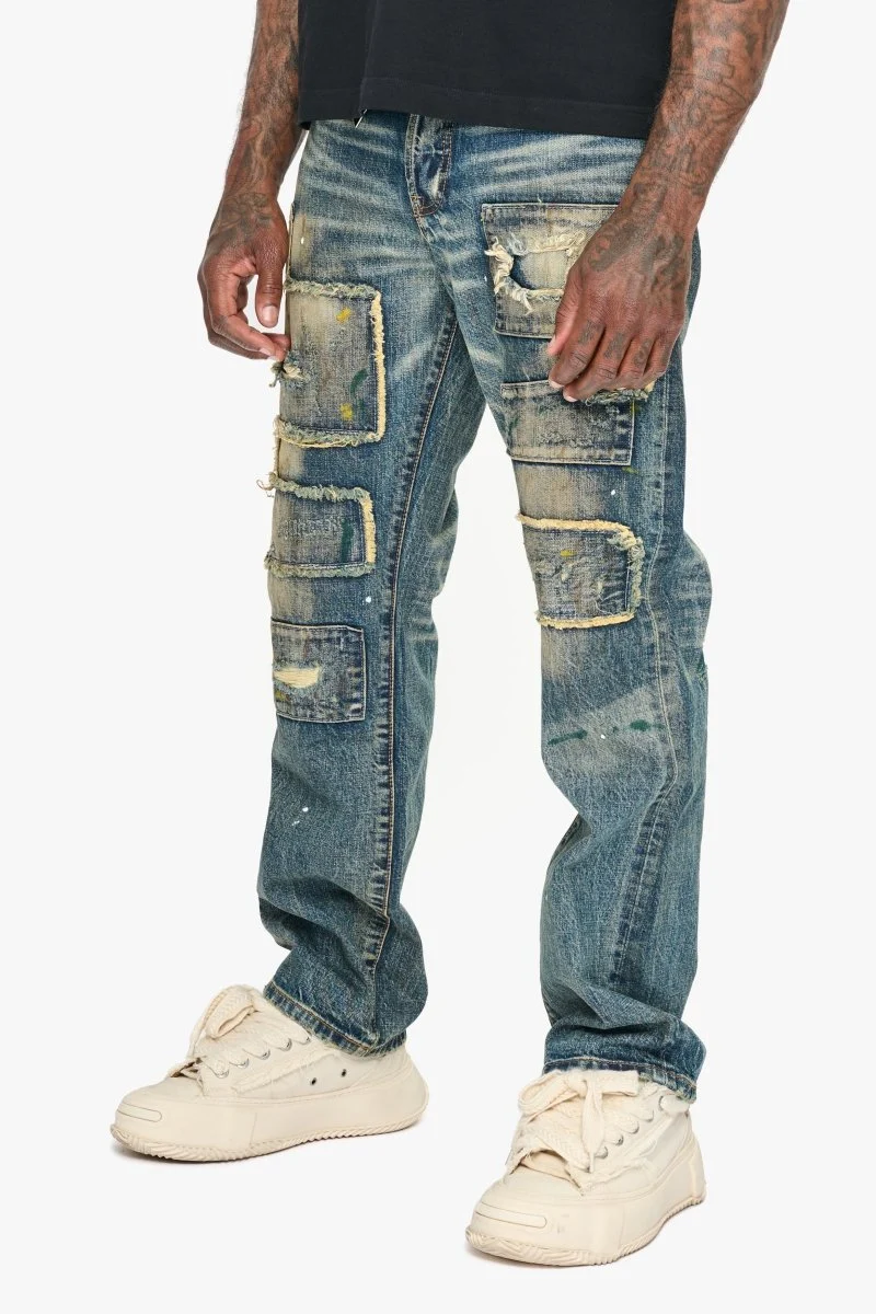 Valabasas Patch Jeans - Distressed Dark Vintage Washed - Image 6