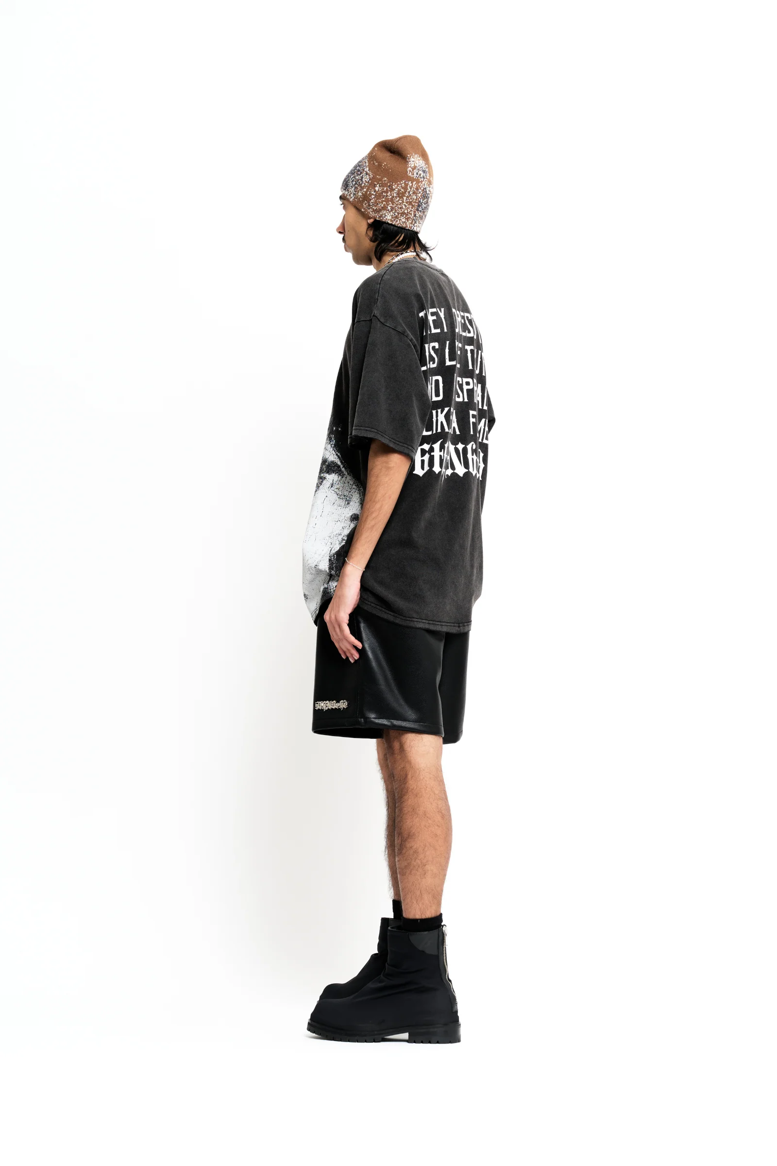 6Th Nbrhd Metal Shorts - Faux Leather Black - Image 6