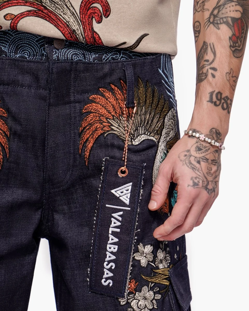 Valabasas Graviku Shorts - Embroidered Indigo - Image 3