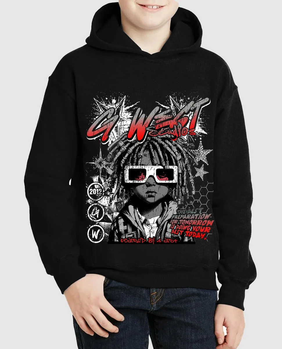 G-West Urban Genesis Hood Youth Jacket Black Red Grey - Image 3