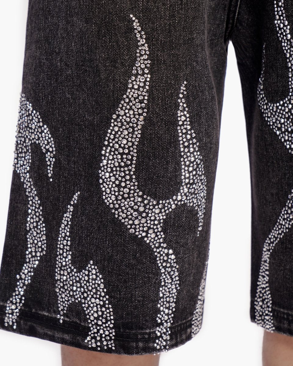 Valabasas Flame Shorts - Crystal Studded Black - Image 3