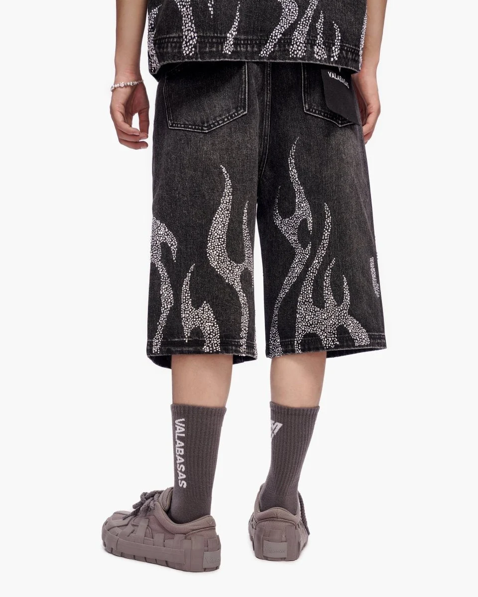 Valabasas Flame Shorts - Crystal Studded Black - Image 4