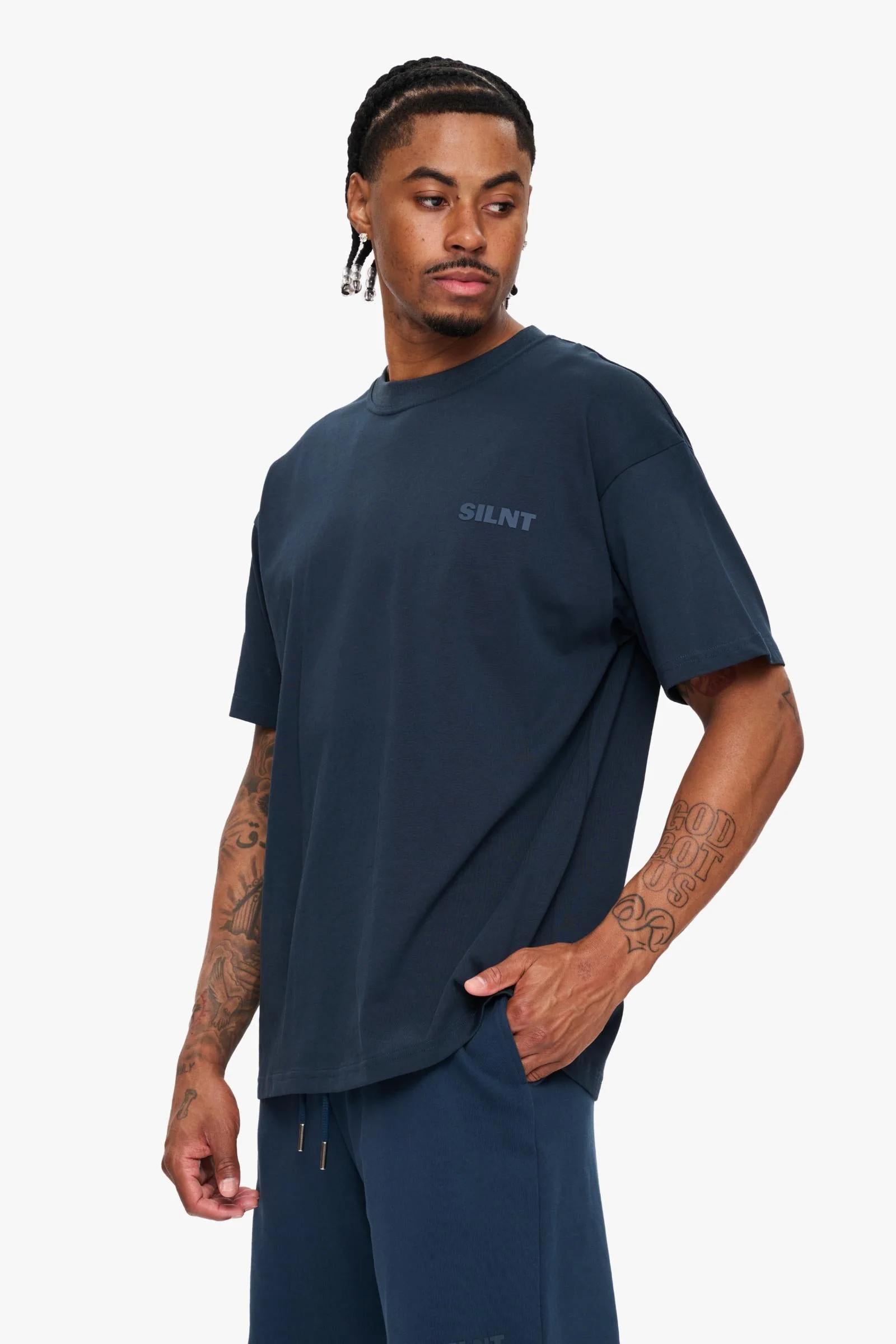 Silnt Chptrs Hush T-Shirt - Navy - Image 2