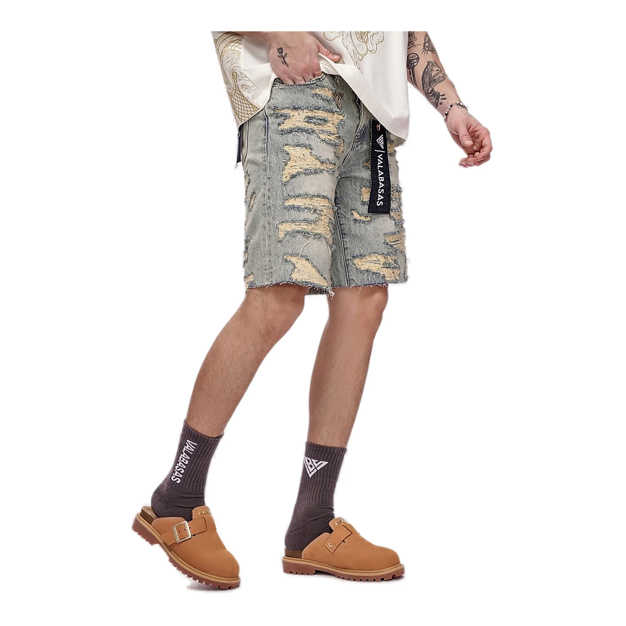 Valabasas Incise Shorts - Distressed Vintage Wash