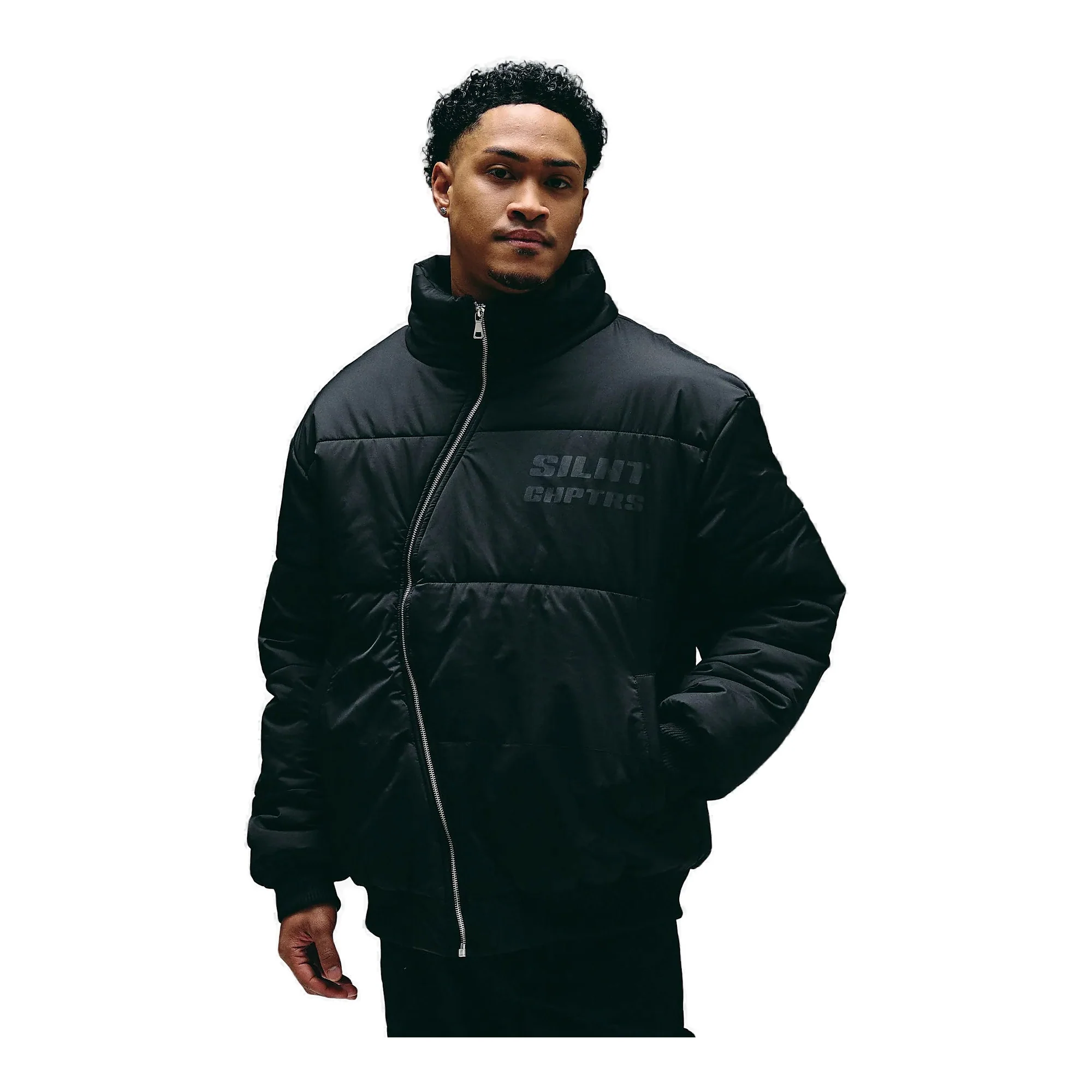 Silnt Chptrs Asymmetrical Puffer Jacket - Quilted Black