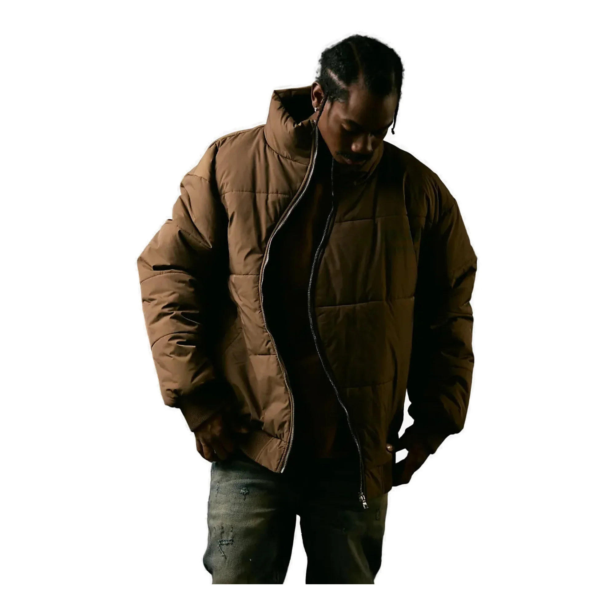 Silnt Chptrs Asymmetrical Puffer Jacket - Long-Length Brown