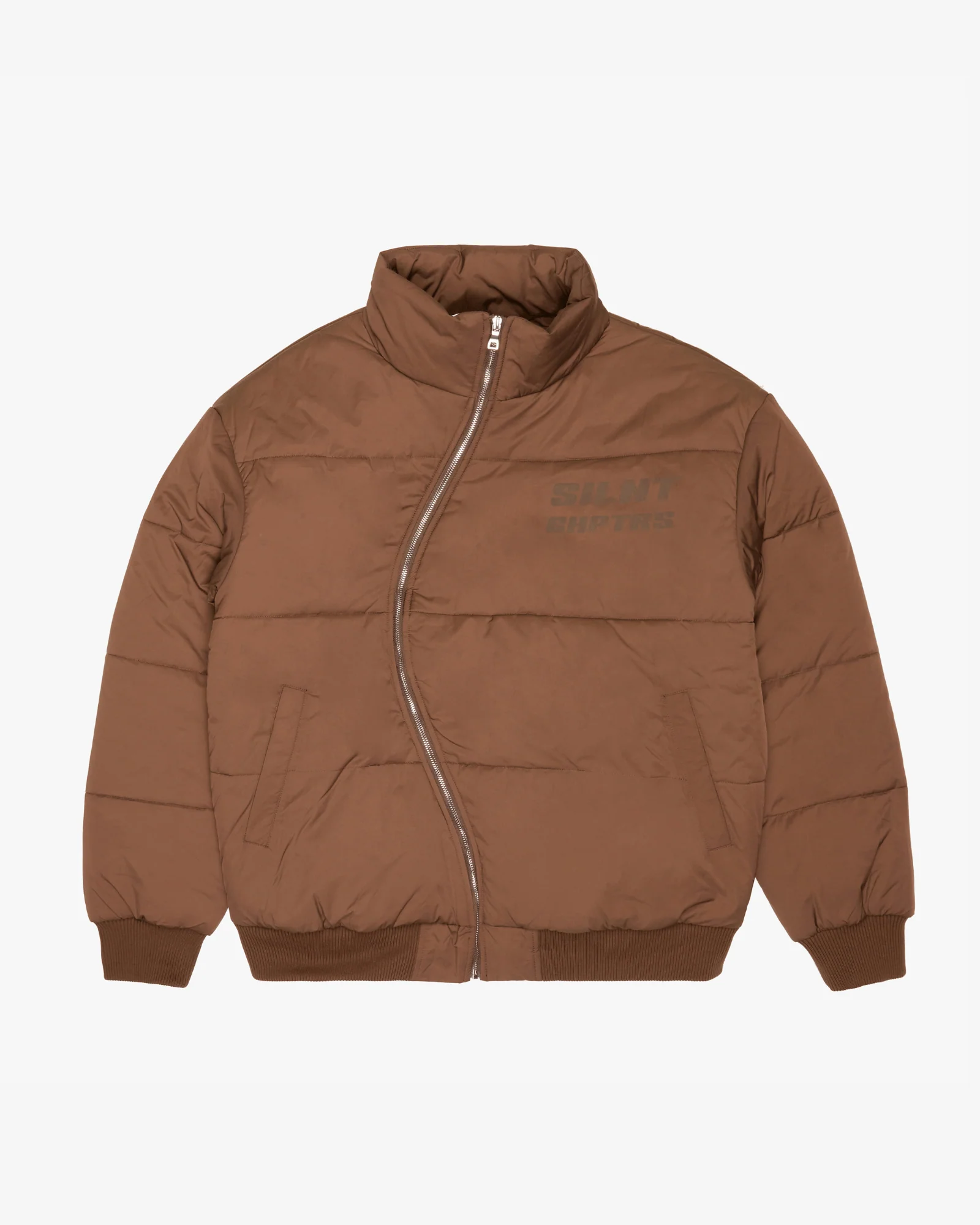 Silnt Chptrs Asymmetrical Puffer Jacket - Long-Length Brown - Image 3