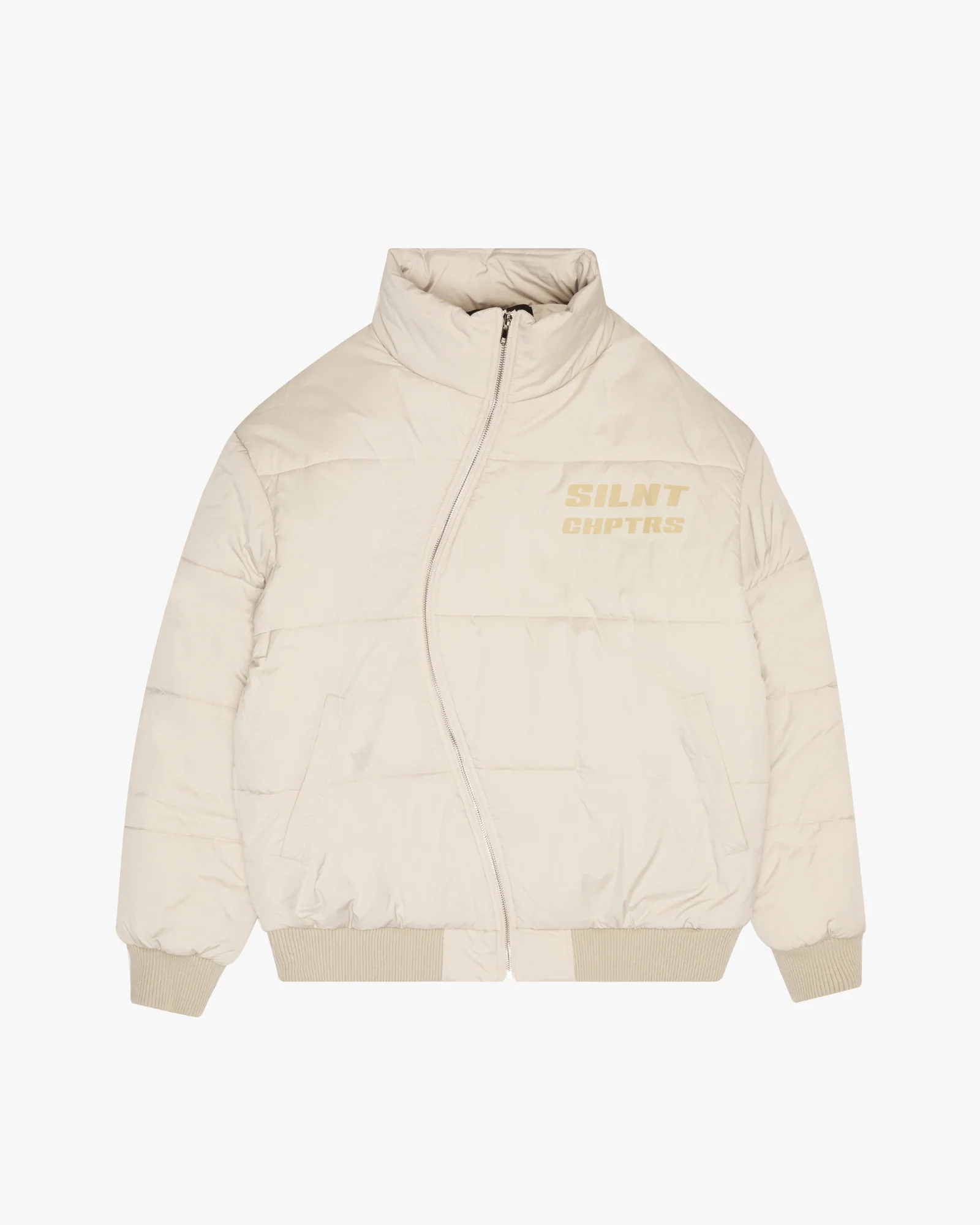 Silnt Chptrs Irregular Puffer Jacket - Asymmetrical Zip Cream - Image 5