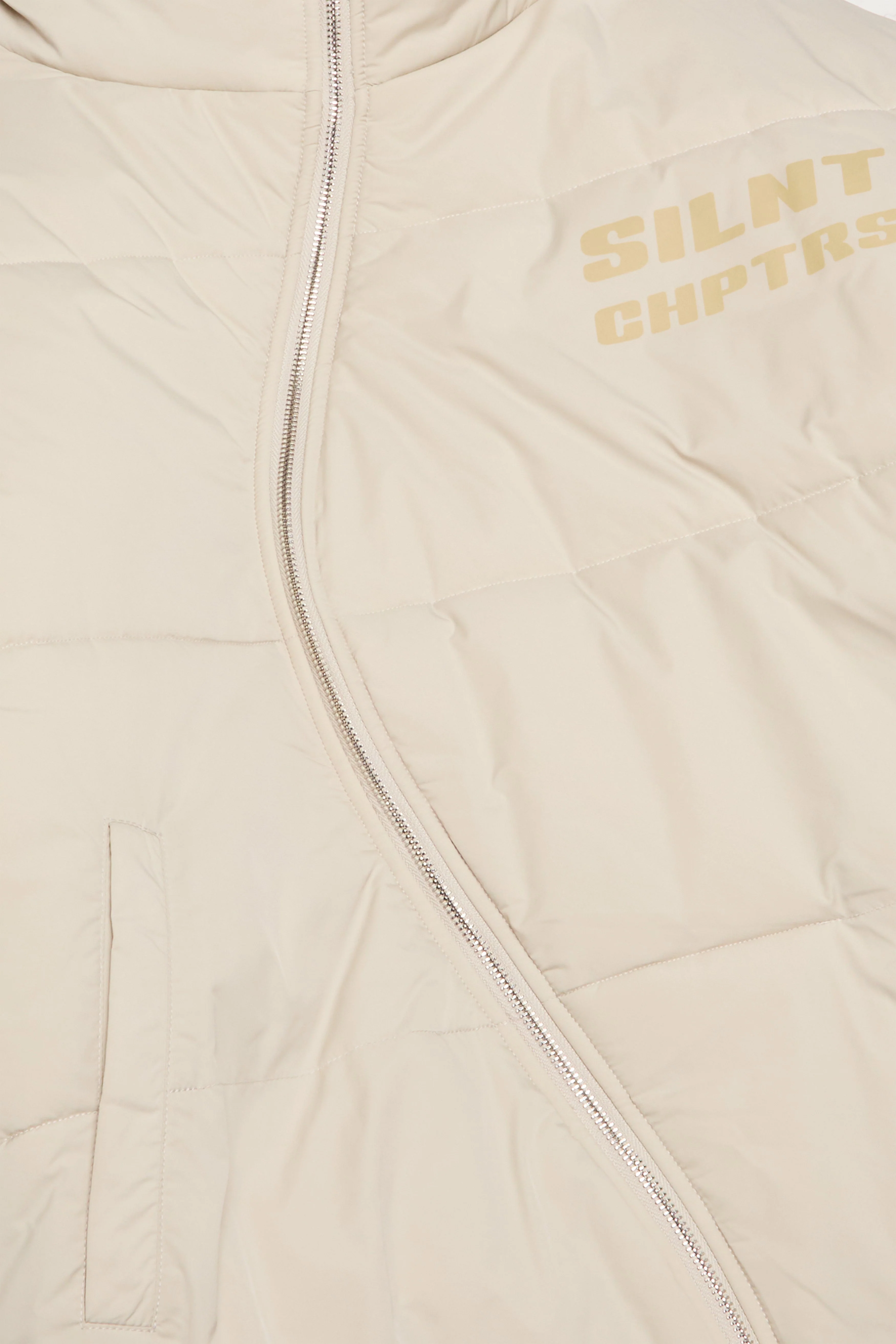 Silnt Chptrs Irregular Puffer Jacket - Asymmetrical Zip Cream - Image 7