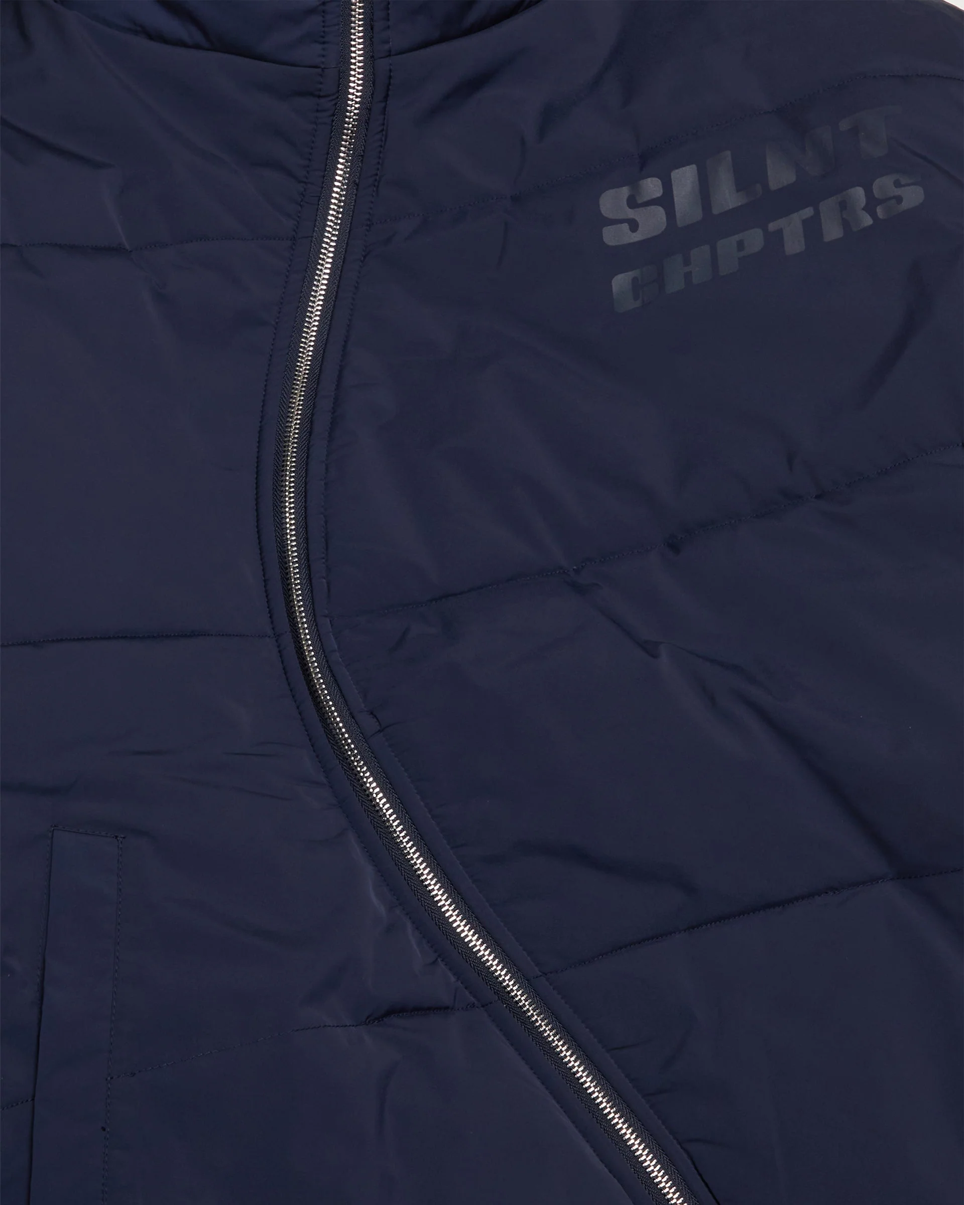 Silnt Chptrs Irregular Puffer Jacket - Off-Center Zip Navy - Image 7