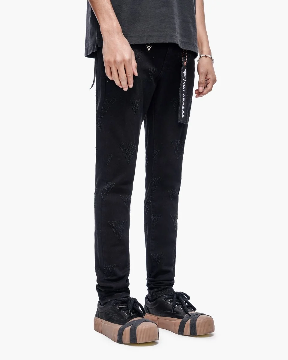 Valabasas Logo Jeans - Vintage Wash Jet Black - Image 6